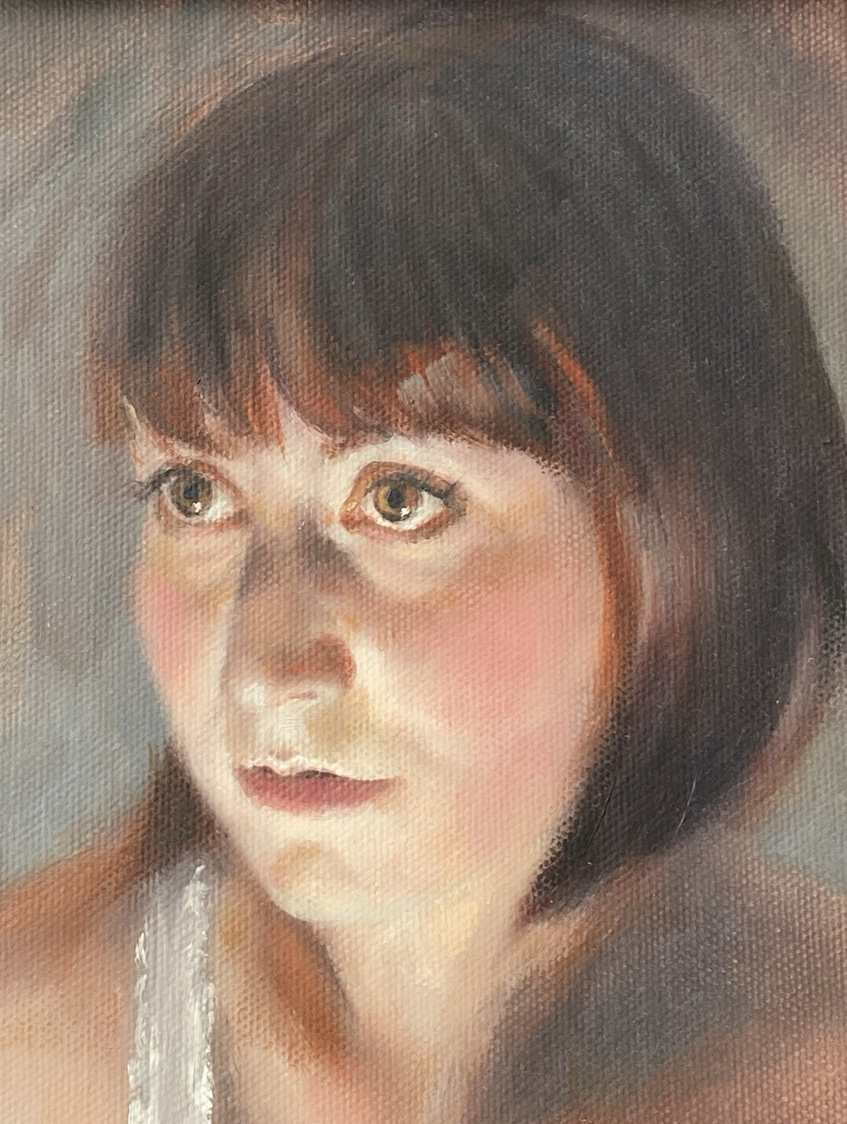 JA Contemporary VTG Modern Realism Luminous Female Portrait Figurative Painting