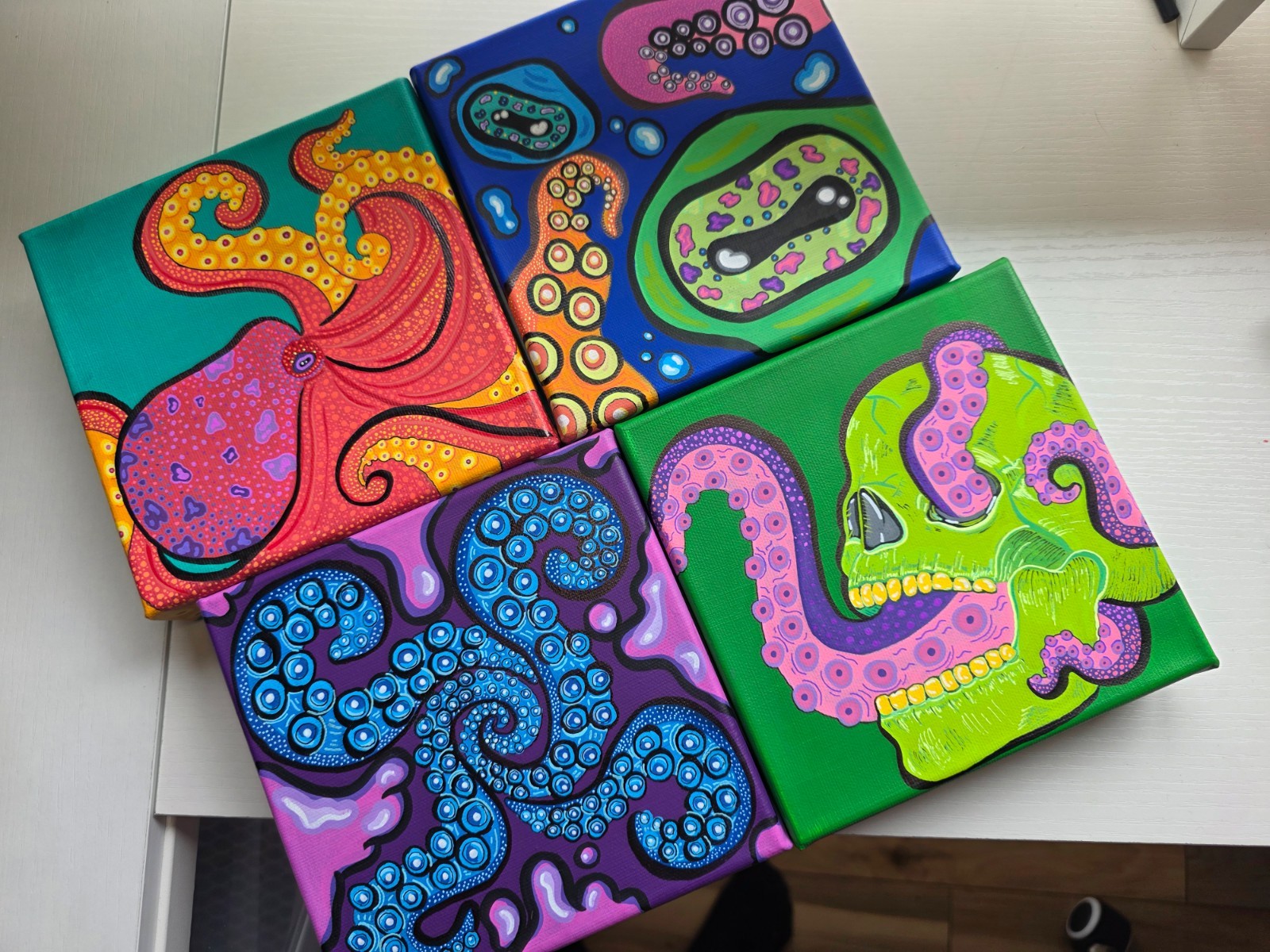Davy Jones’ Locker Collection – Strange And Deranged Art – 6×6 Canvas Paintings