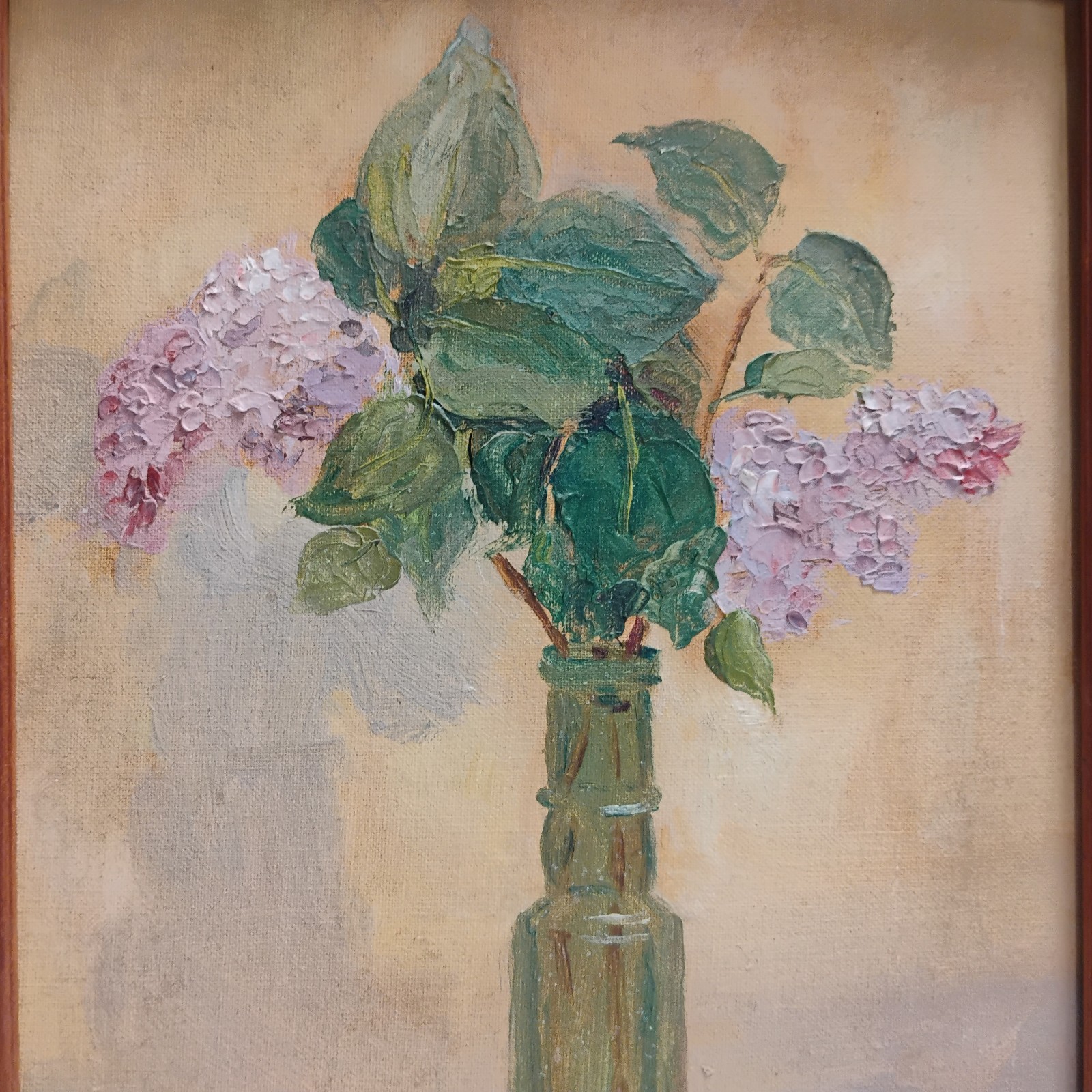 VTG Expressionist Still Life Flowers In Bottle Painting FRAMED 13X17