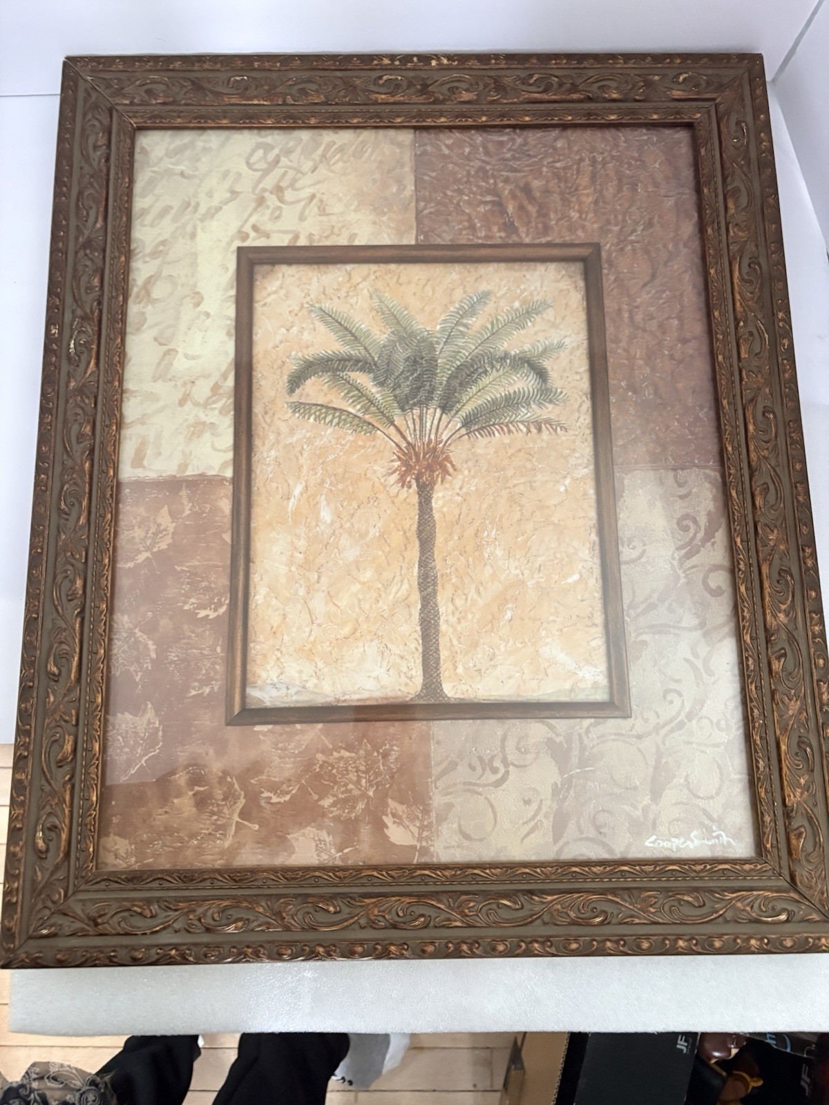 Cooper Smith Palm Tree Contemporary Framed Canvas Painting Signed Medium Art