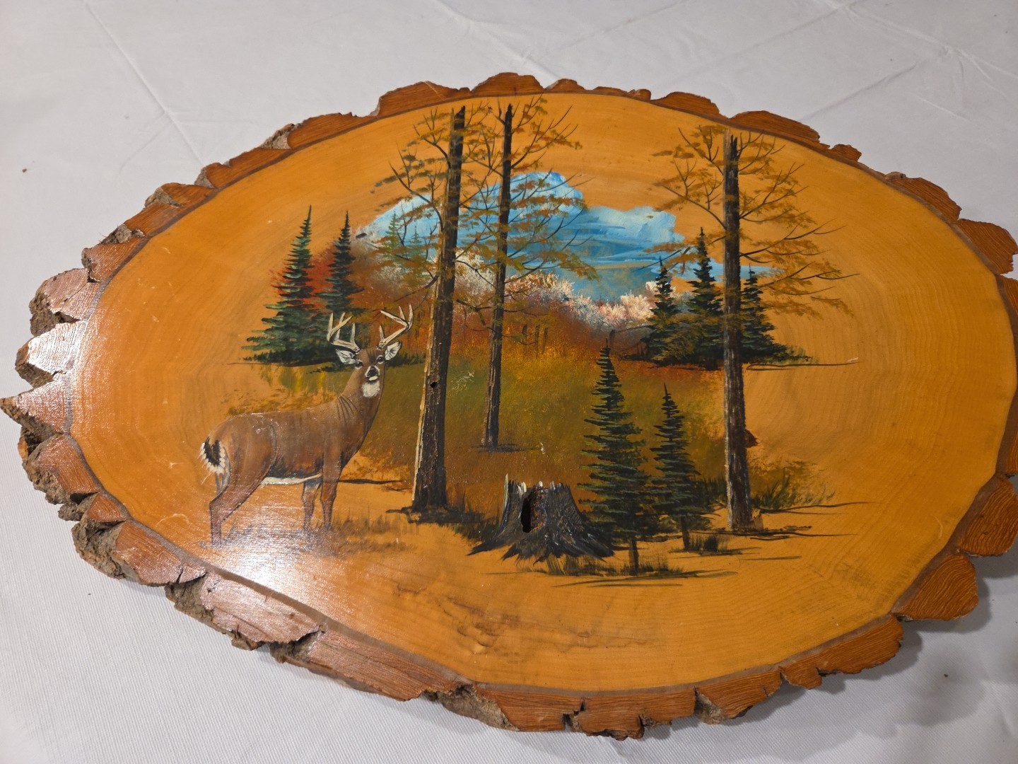Wood Scene Painted On Black Poplar
