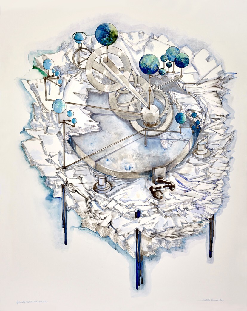 Heavenly Tavola with Spheres – Original Painting, Mixed Media, Posthumous