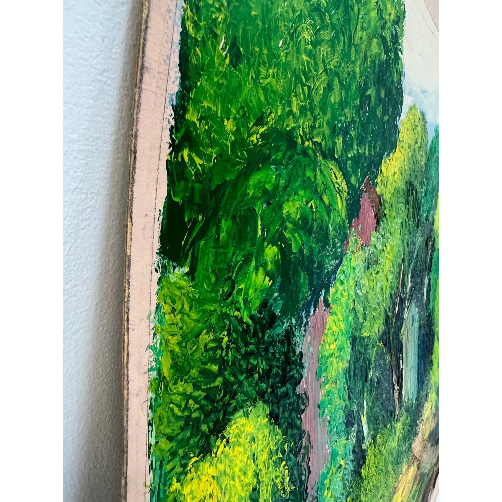 Signed Outhouse in Woods Oil Painting Impressionist Palette Knife Art H E Bayer