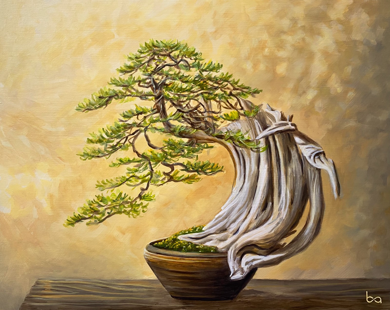 Bonsai Tree Painting Original Acrylic 11×14″ Zen Japanese Style Wall Art