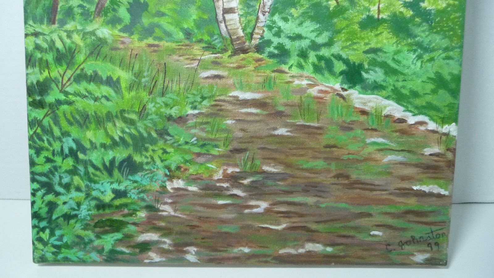 Oil Painting 16×12 Landscape By Catherine Johnston Path Amongst The Green 1999