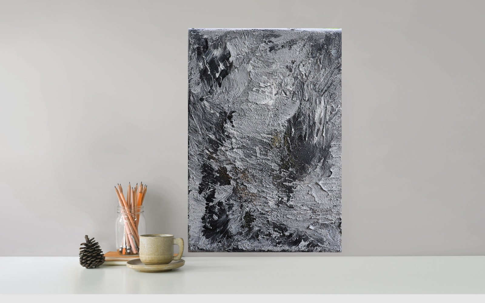 Textured Abstract Painting 5×7, Lasting Stillness, Fragments of Time VII