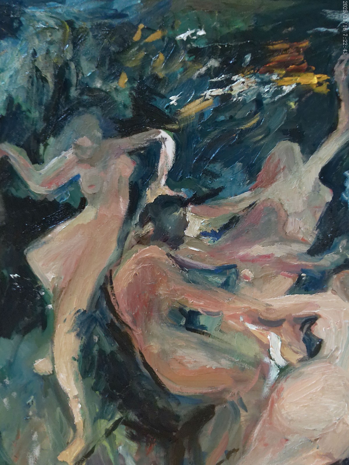 30″x38″ Classical Genre Oil Painting Art Deco Figures in Landscape Huge Canvas