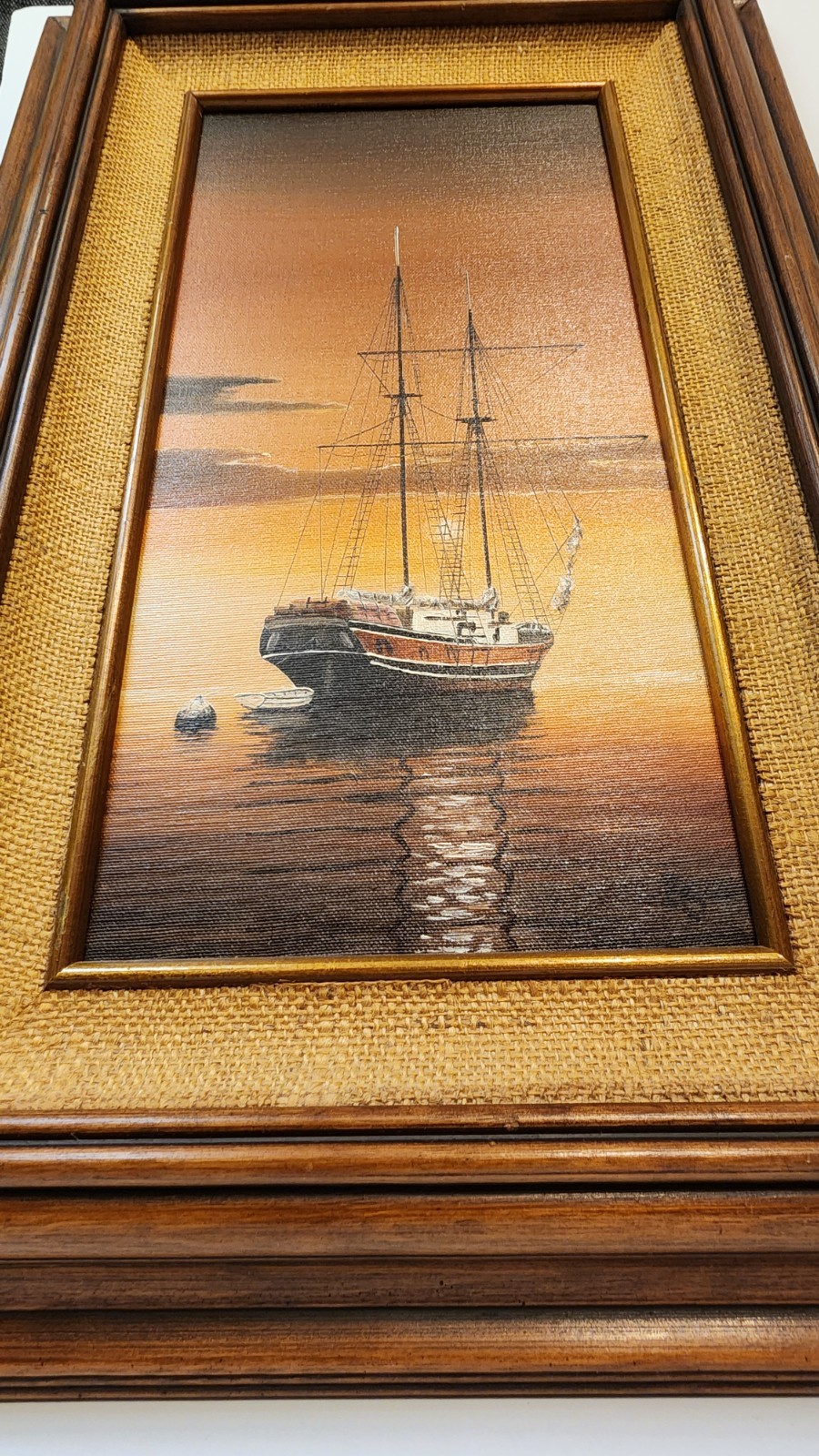 Eugene Schmidt «Sailboat Sunset» Signed Original Oil Painting on Canvas Nautical