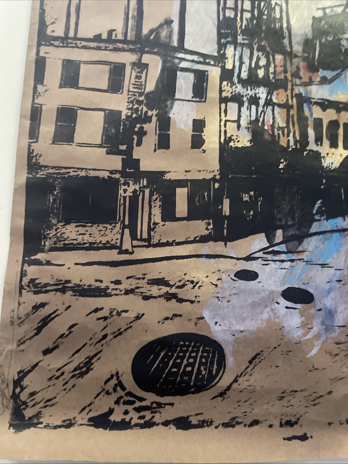 Original Media Painting 29.5” X 24” 125th Street Harlem NYC. Artwork. Signed