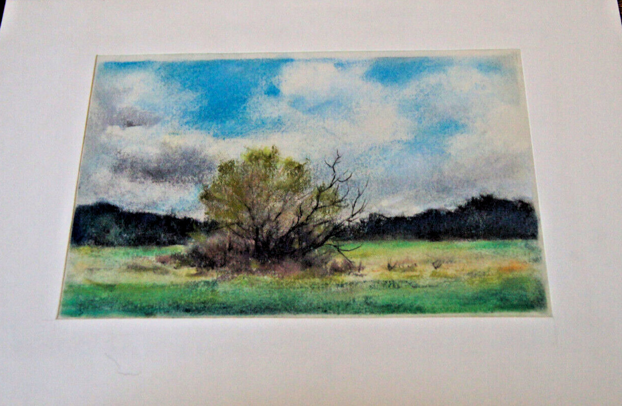Franz Ehmke *1928-2018 Berlin Pastel Bush in front of forest area on meadow
