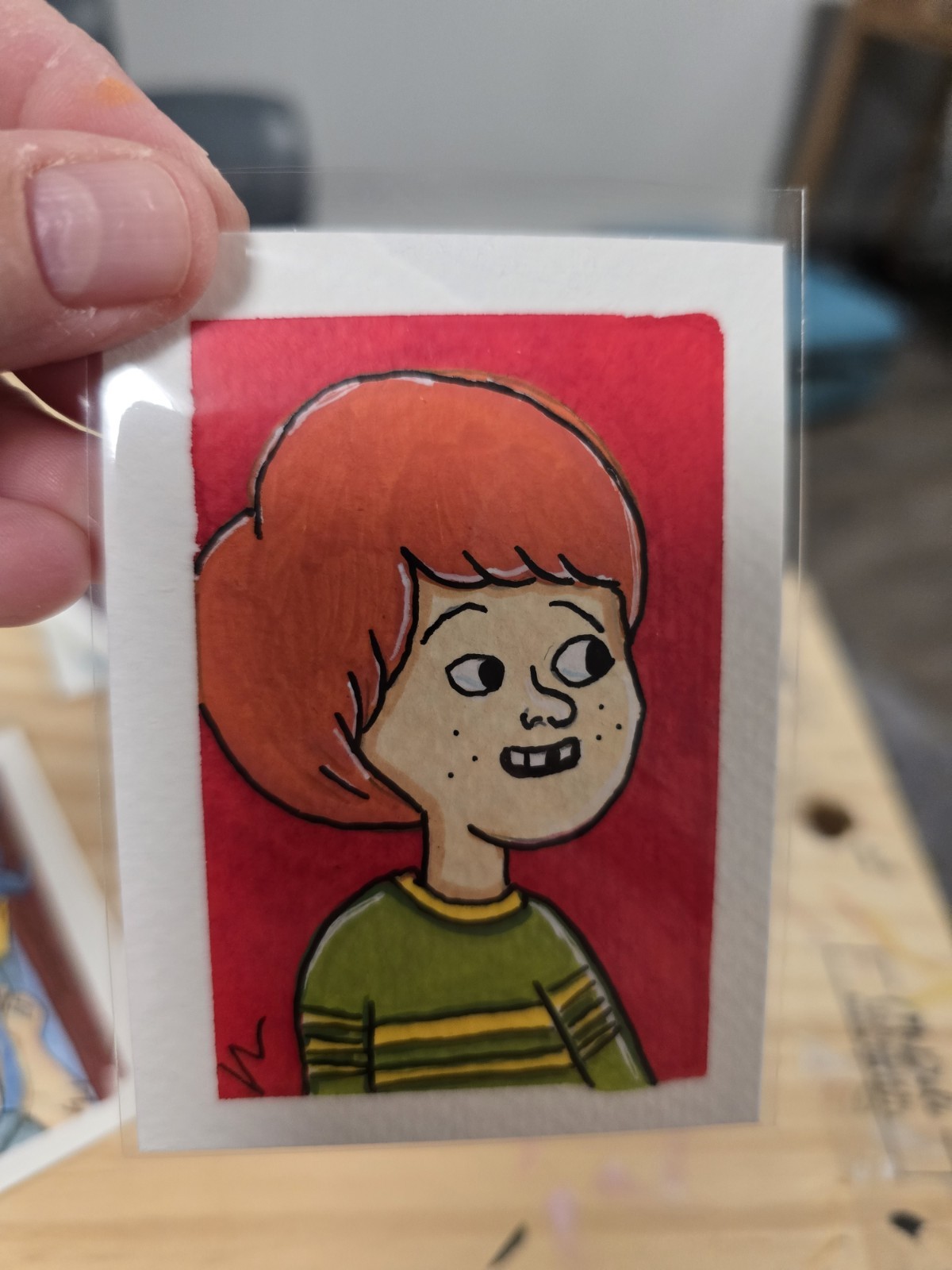 ACEO Original Painting Acrylic F Is For Family Bill Murphy Cartoon