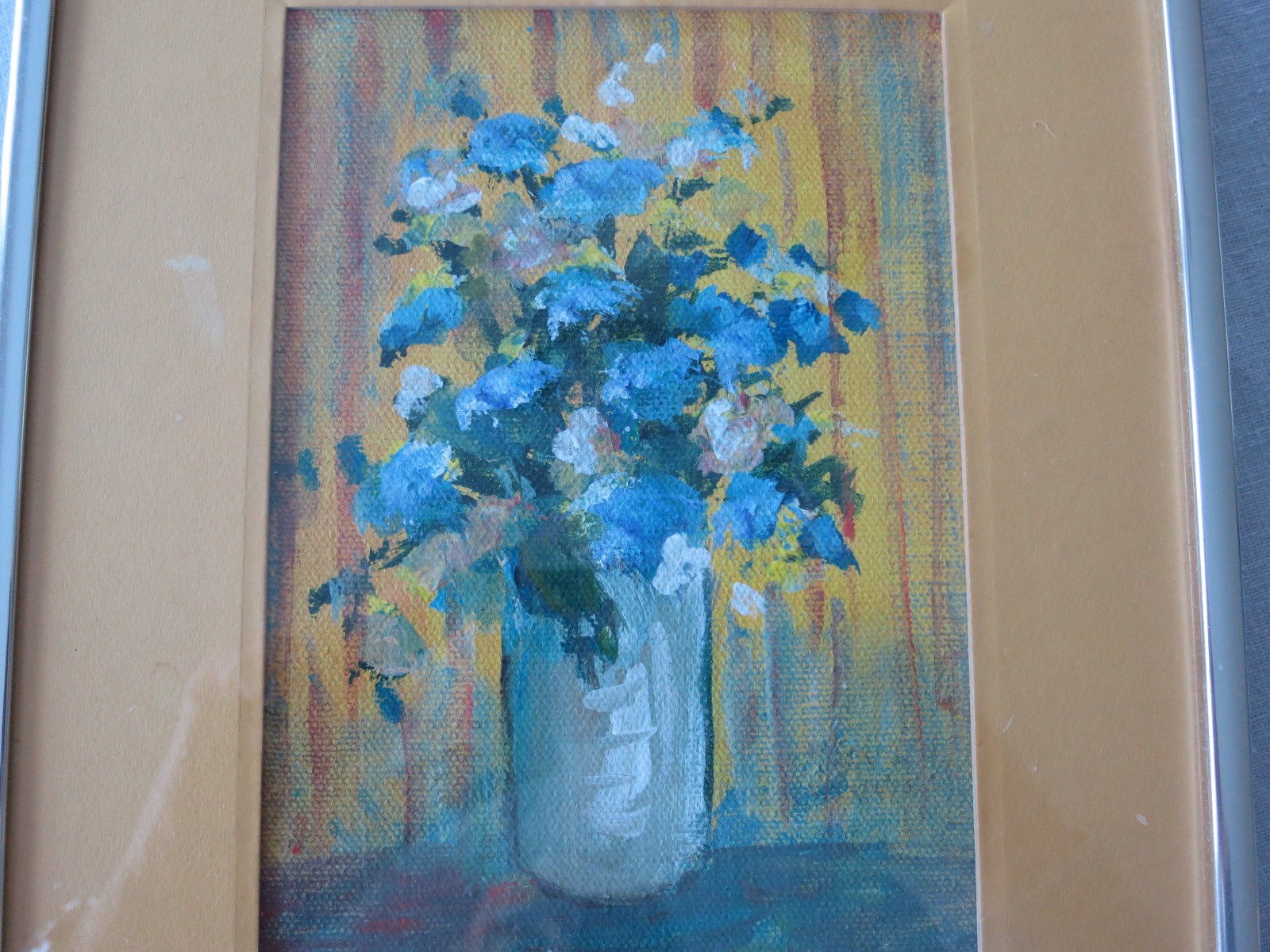 Small Acrylic Flowers in Vase Painting on Canvas Board