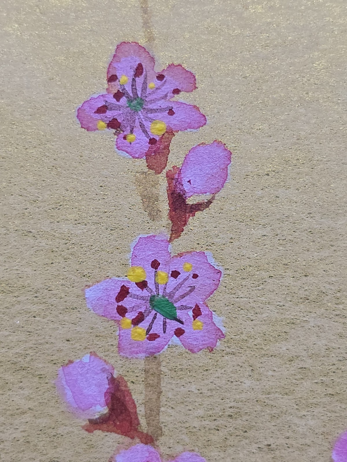 Vtg 3 Original Panel Cherry Blossoms & Birds Watercolor Paintings Framed