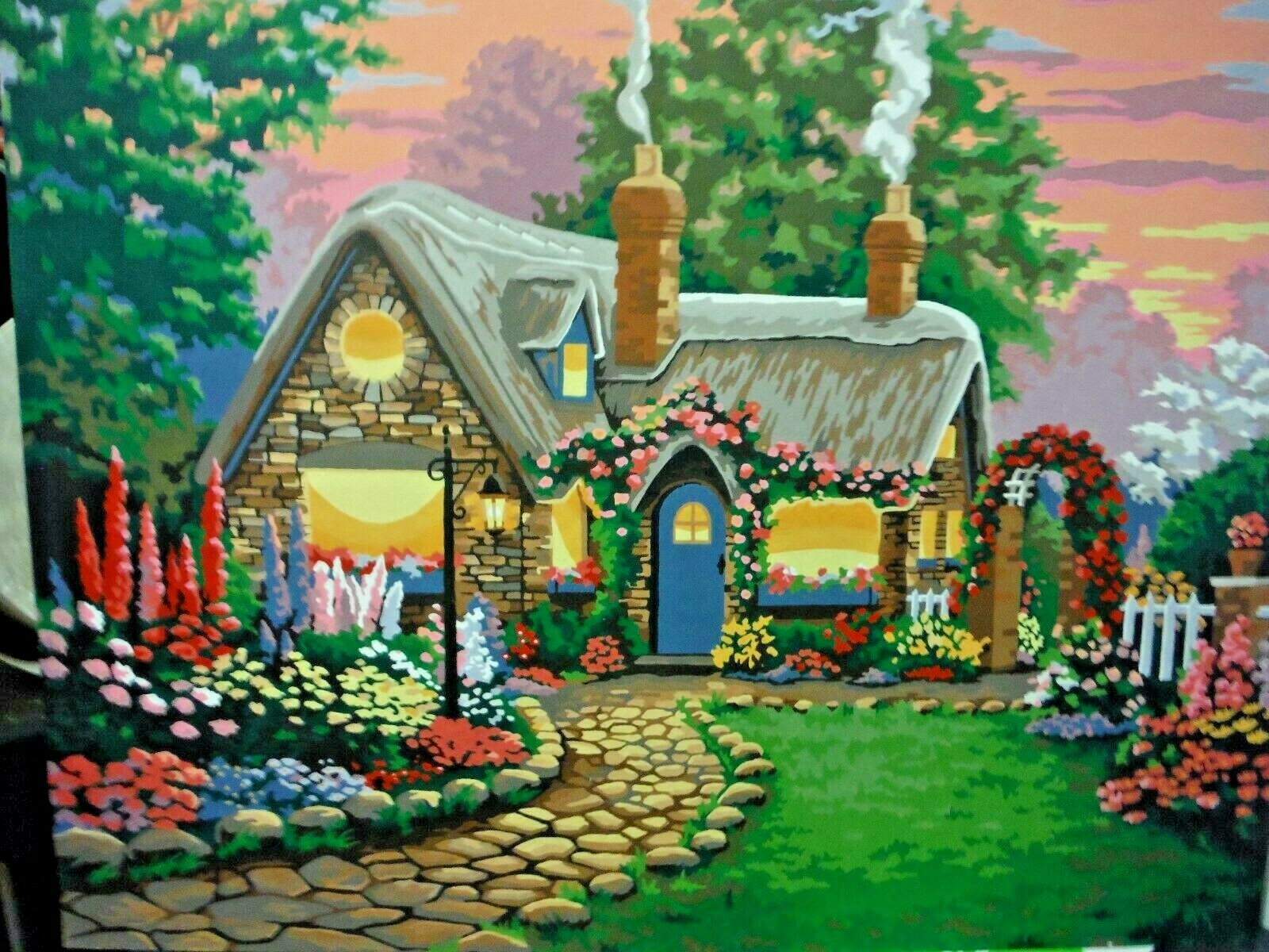 Finished Paintworks Dimensions Paint By Number Twilight Cottage #91077 Unframed