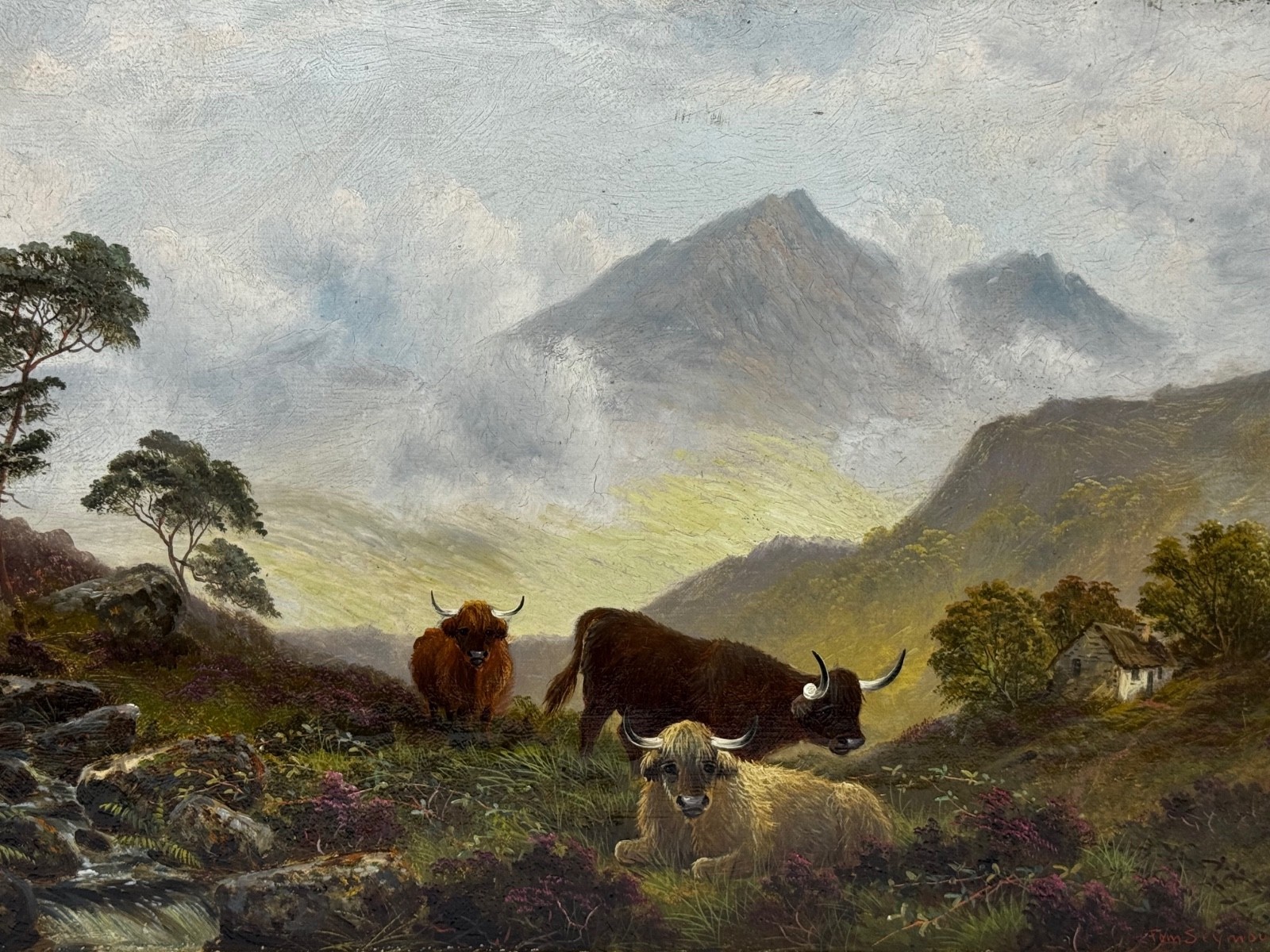 Painting ⛰️ Ben Lawers First Light Morning Mist Highland Cattle Beside Loch Tay