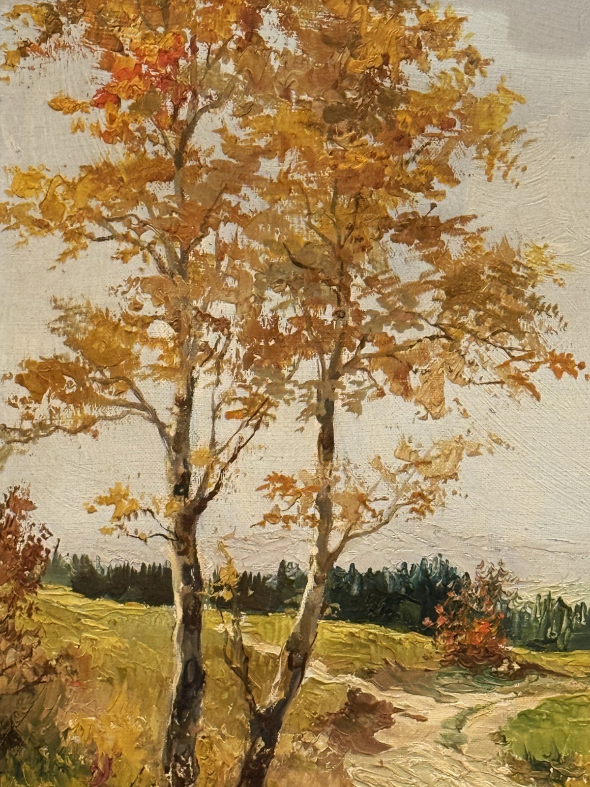 Ernst F. Karger (Austria), VTG E. 20th C Textured O/C Autumnal Landscape, Signed