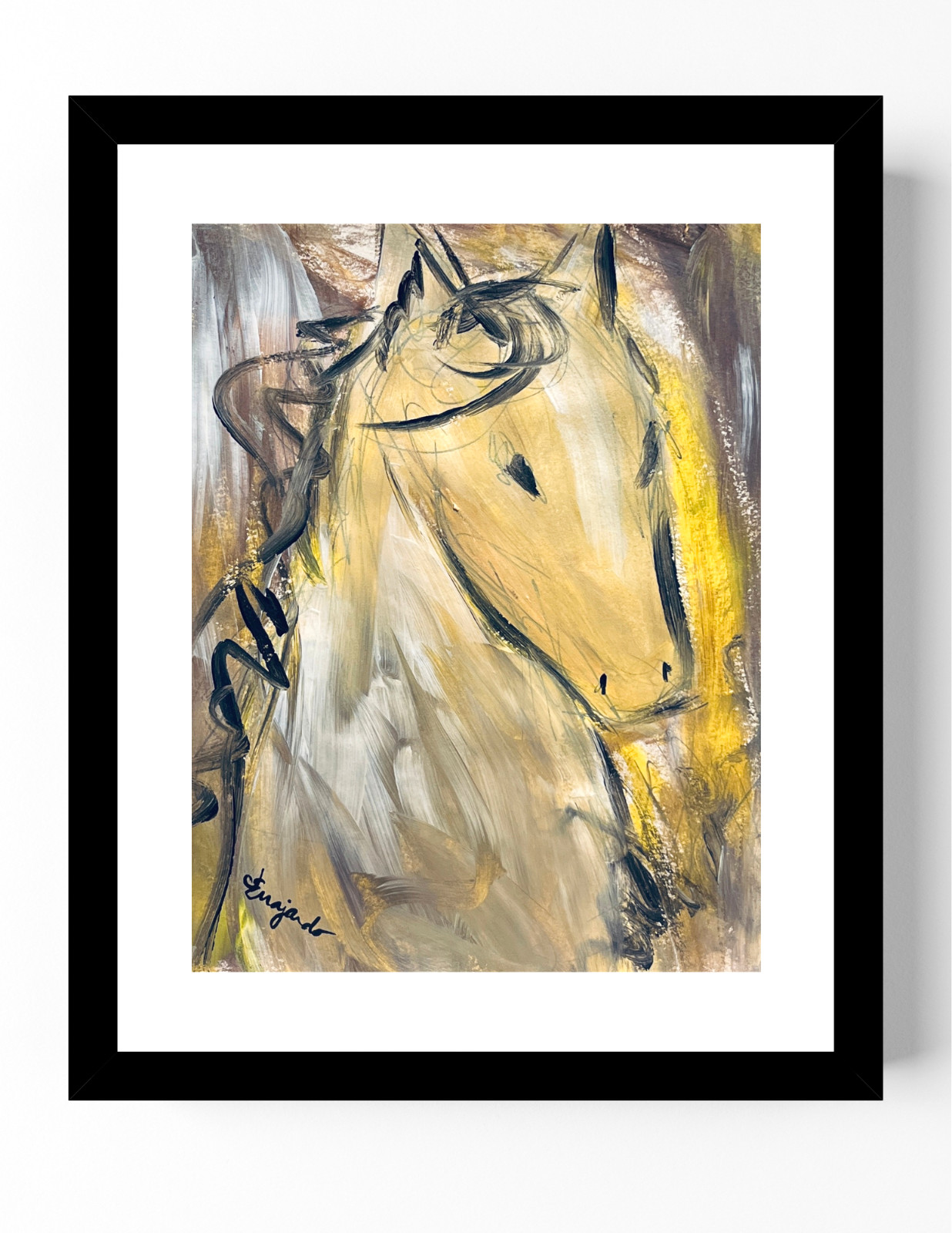 Guajardo Art: Horse Stare 11X8.5 Original Paper Signed Whimsical Art
