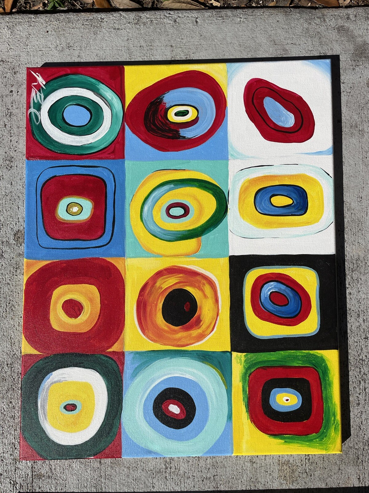Acryl On Canvas Signed Farbstudie After Kandinsky