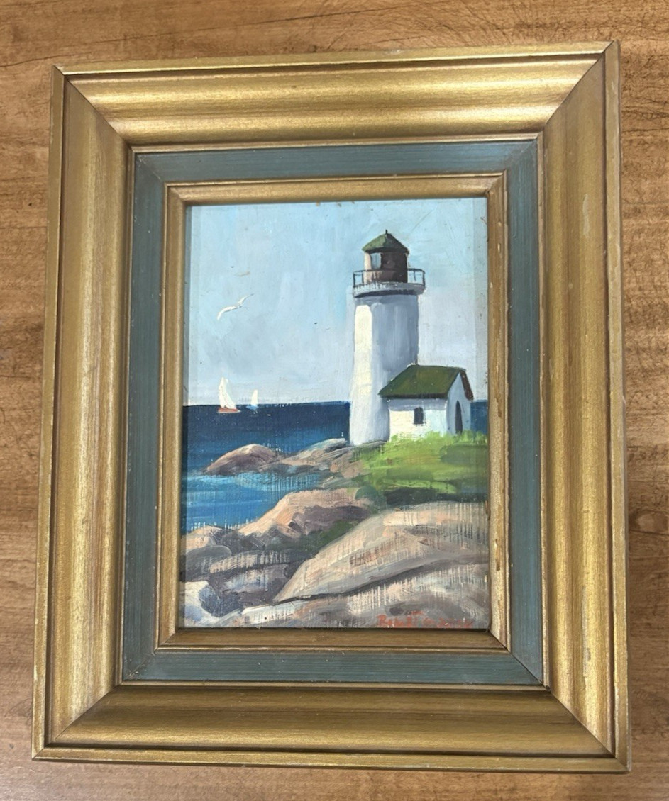Robert Gordon Original Oil Painting Annisquam Light Gloucester MA Framed 1981