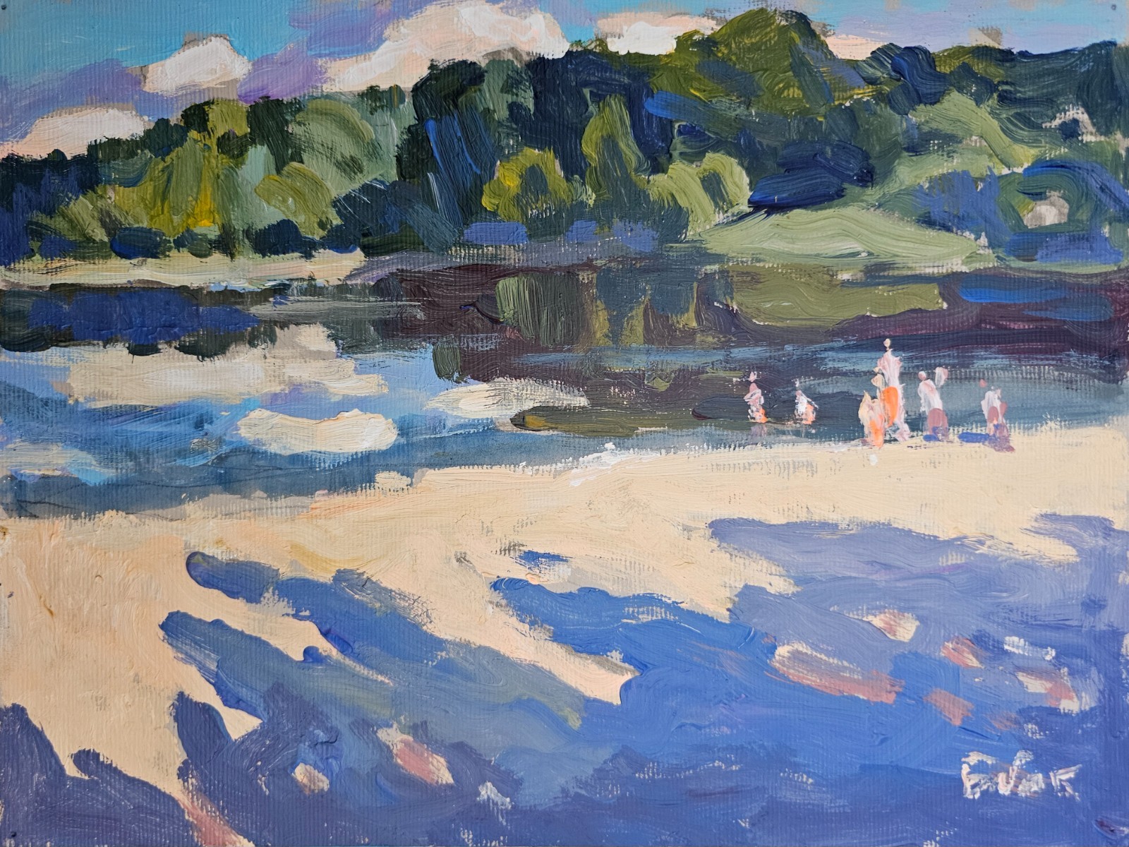 Acrylic painting Summer Ukrainian painter cardboard Unframed original landscape