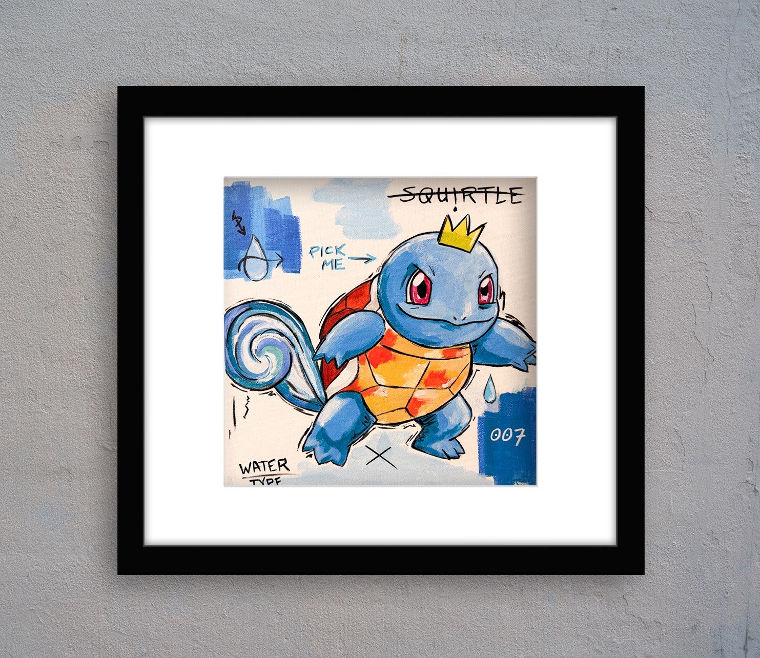 Original Squirtle Fan Art Acrylic Painting on Canvas 12×12 Hand Painted