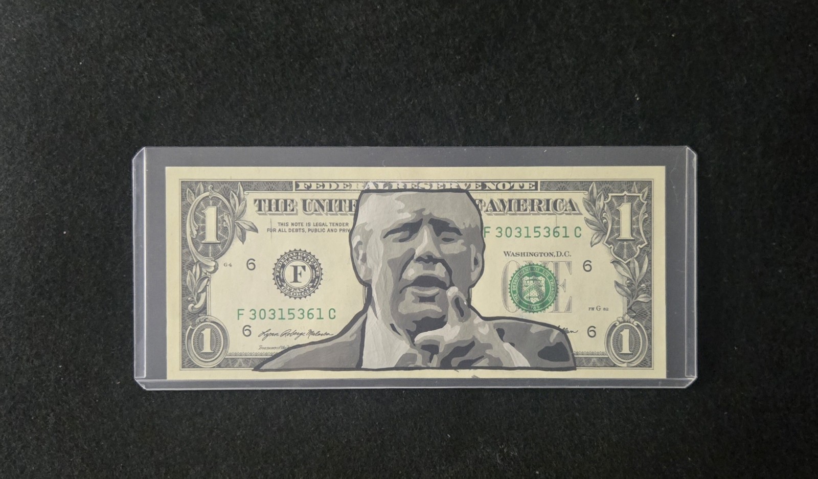 DONALDTRUMP. POTUS. POINTING. Hand Painted. New Bank Note. Real USD COA.