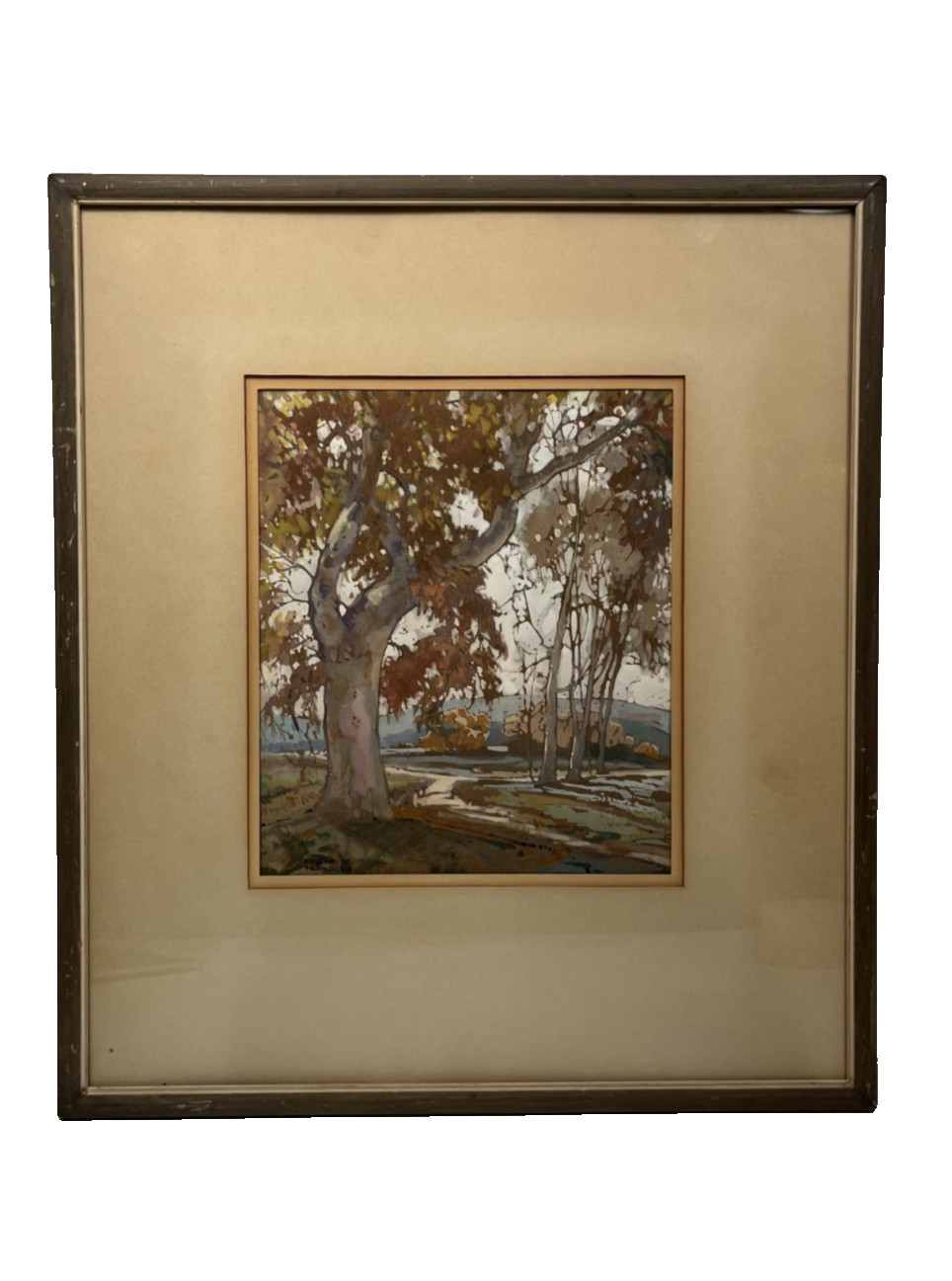EUGENE FRANDZEN IMPRESSIONIST ANTIQUE LANDSCAPE WATERCOLOR VINTAGE PAINTING