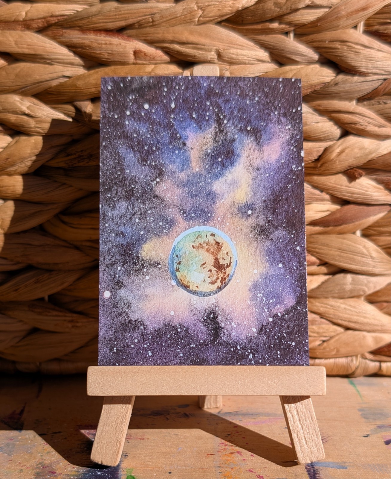 ACEO Print, Space Galaxy Planet Stars, 2.5″ x 3.5″