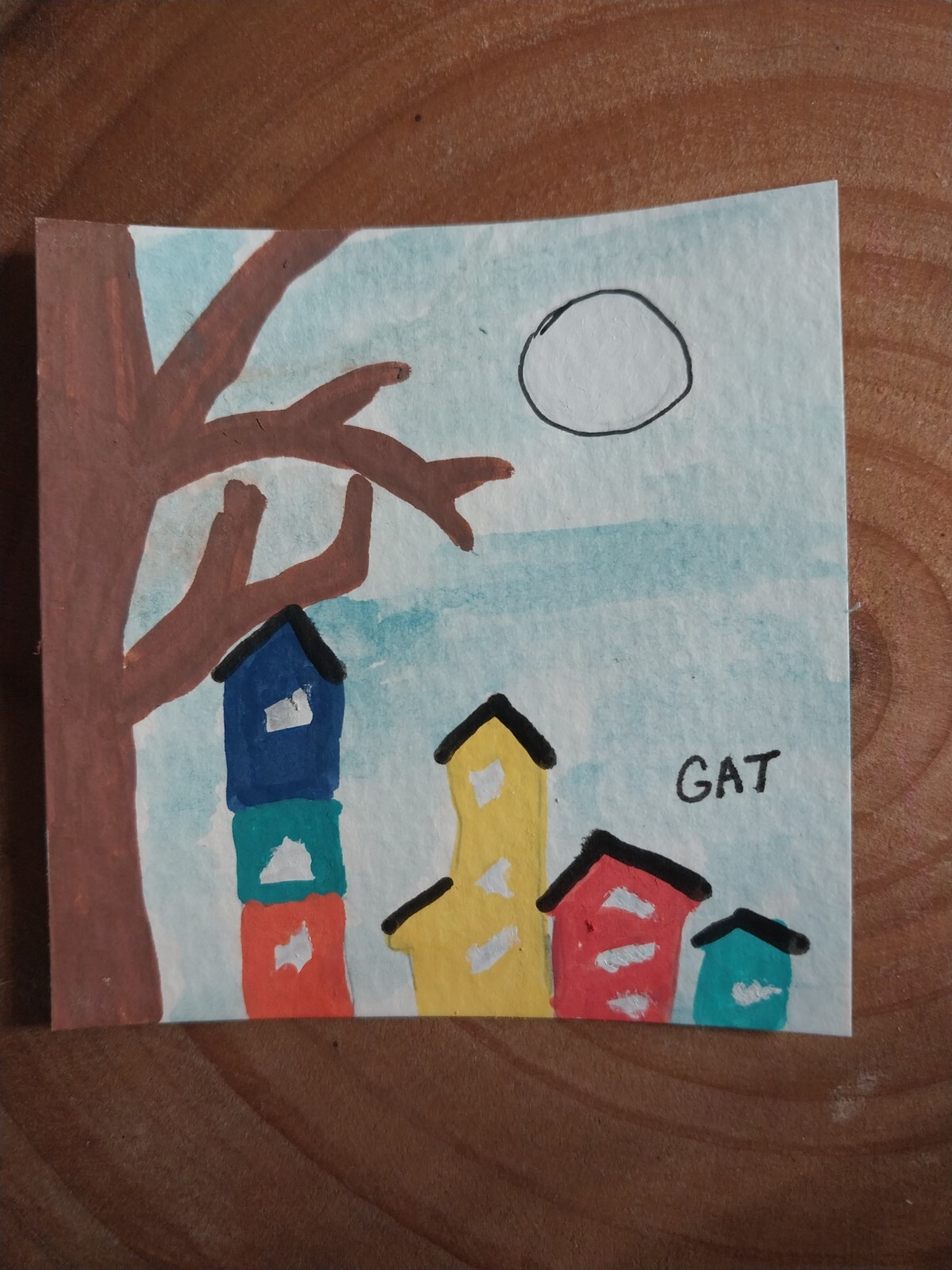 IMPRESSIONISM ORIGINAL GAT PAINTING COLLECTIBLE WHIMSICAL COLORFUL HOMES