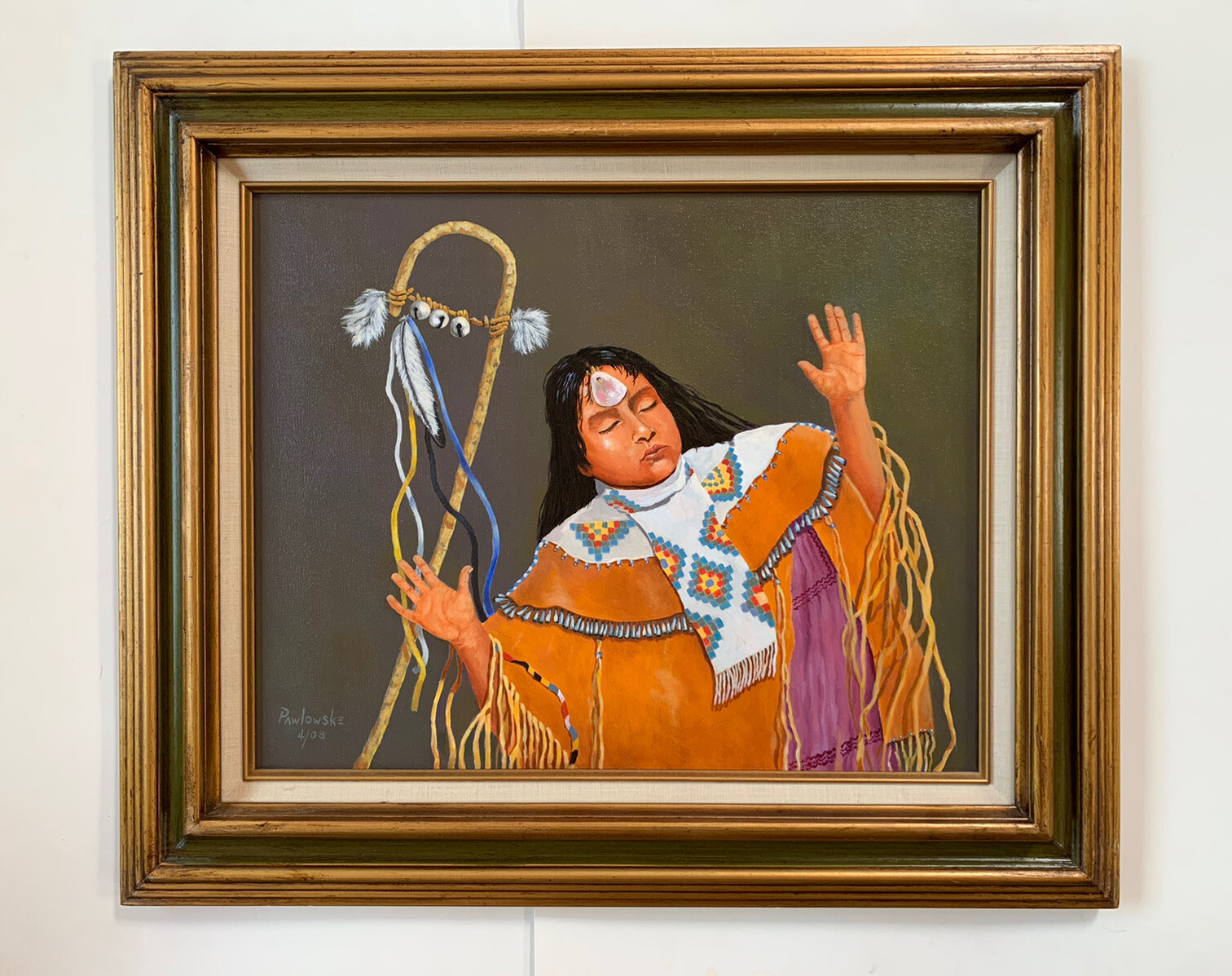 OIL PAINTING APACHE MAIDEN NATIVE AMERICAN GIRL WOMAN PORTRAIT￼ By Pawlowske