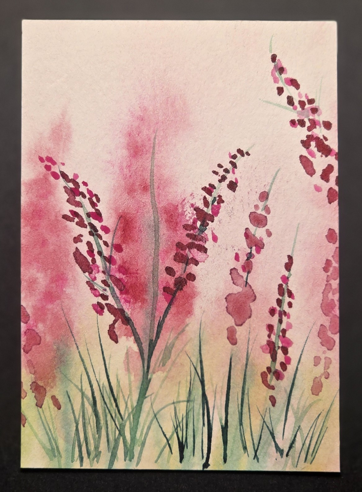 Original ACEO Abstract Flowers Watercolor Painting on Paper 2.5X3.5in OOAK