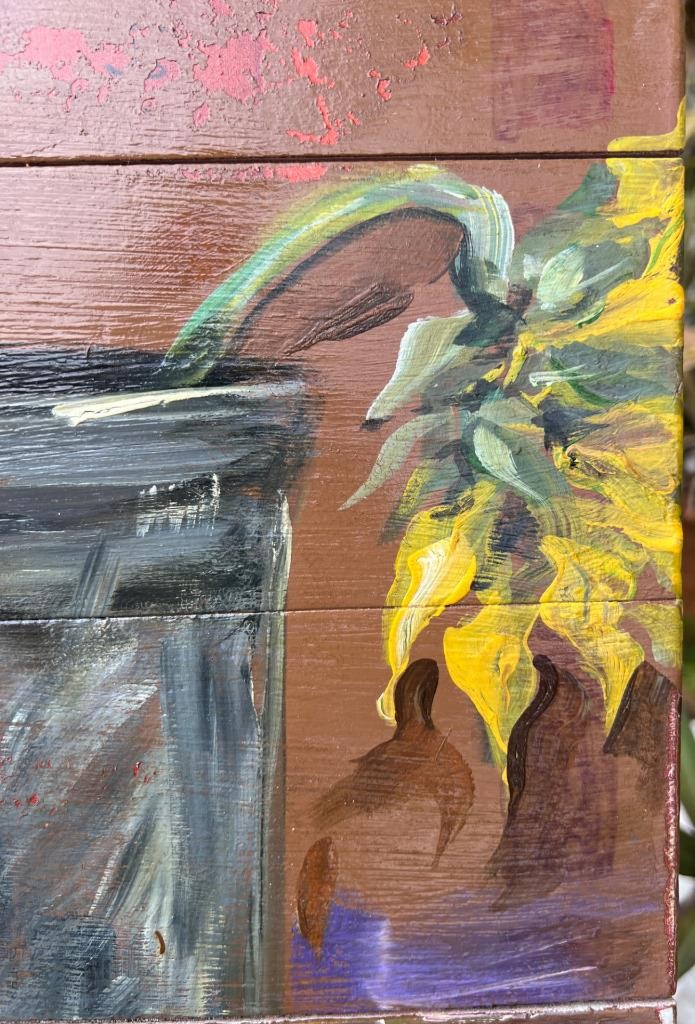 Artist Signed JO Floral Still Life Landscape Oil Painting Sunflowers Flowers Art