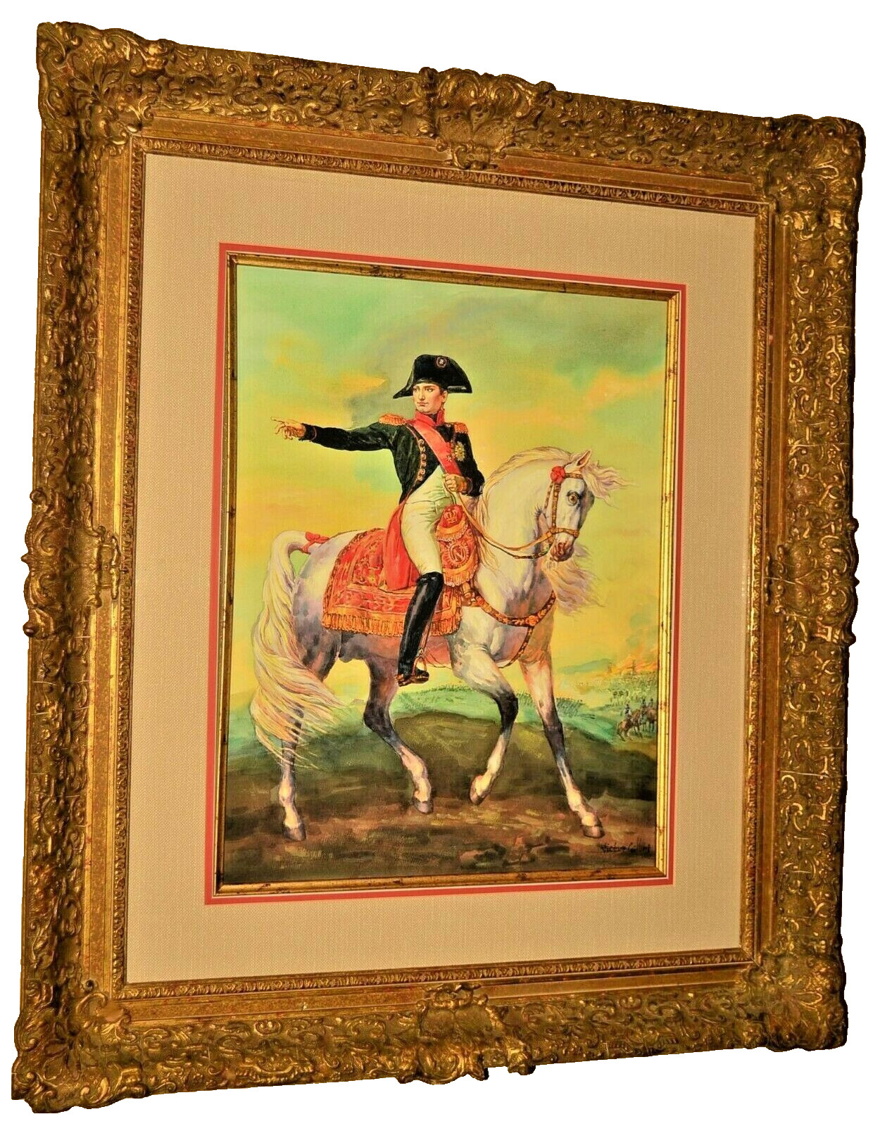 VICTOR GILBERT Original Signed Napoleon Portrait Landscape Watercolor Painting