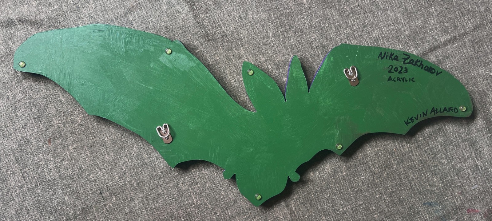 VAMPIRE BAT WINGS 💜 PAINTING Wood Panel HALLOWEEN Decor Hand Cut FINE ART 32.5″