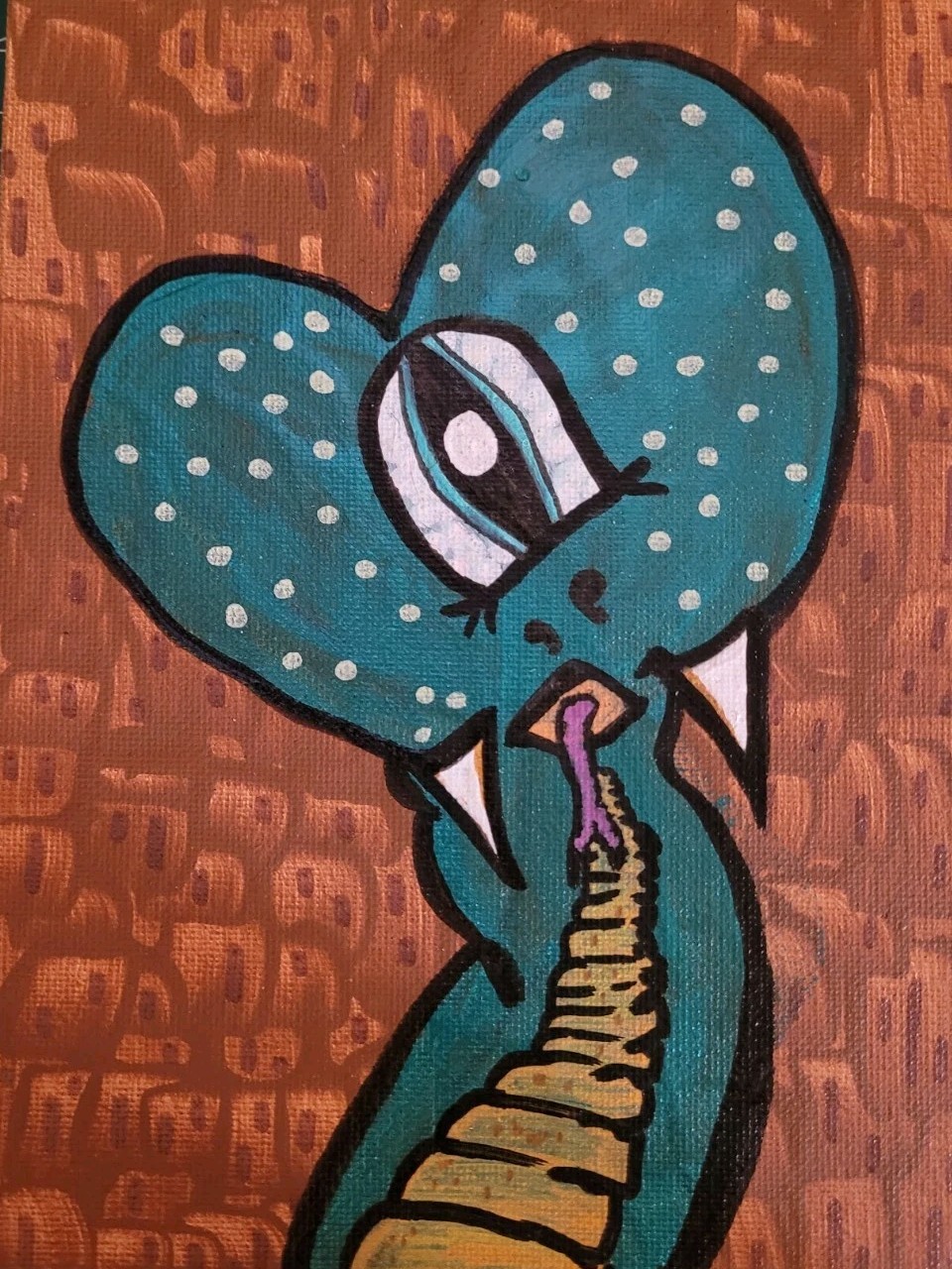 Original Painting Cobra Cyclops Derp Snake Green Death Noodle Lowbrow Art Animal