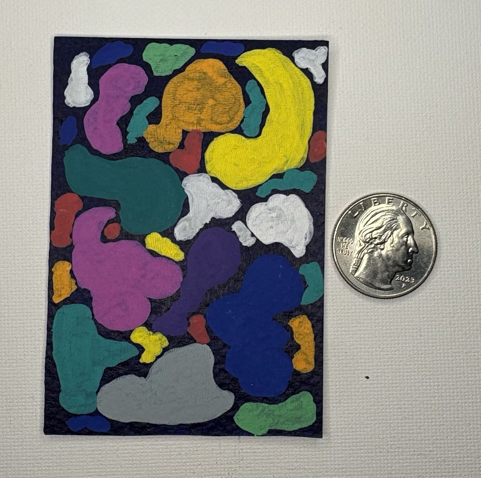 JMR Signed Abstract Geometric Miniature Painting Original on Paper ACEO