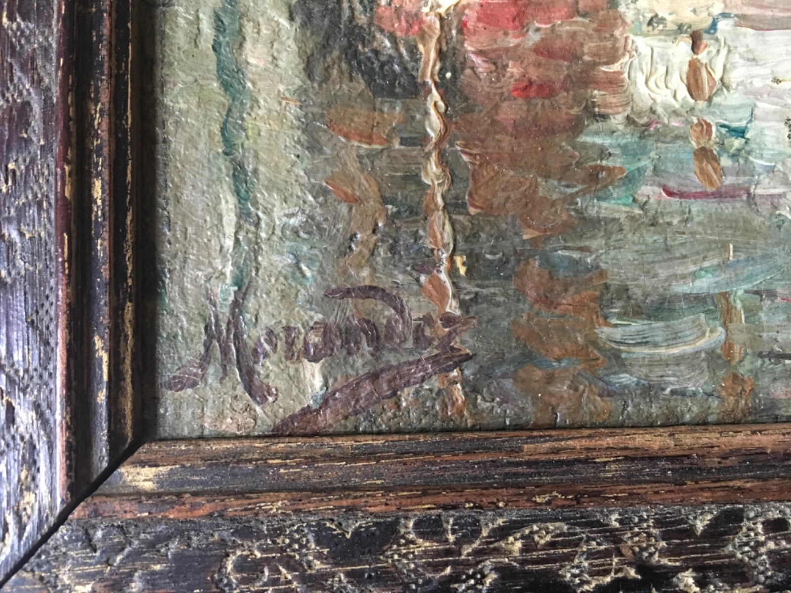 Antique Spain Basque seaport scene OIL ON PANEL Garcia Y Menendez signed