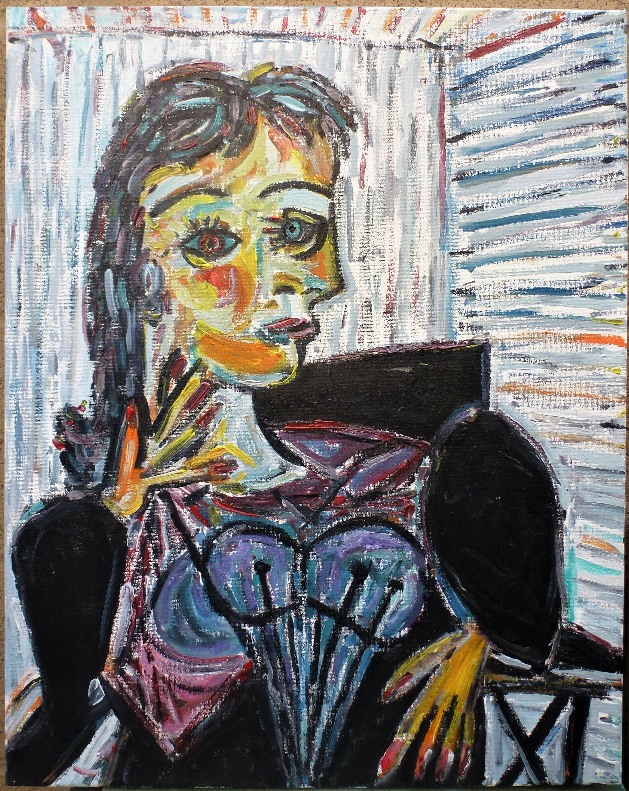 portrait DORA MAAR original cubism Picasso style 16×20 painting copy by Crowell
