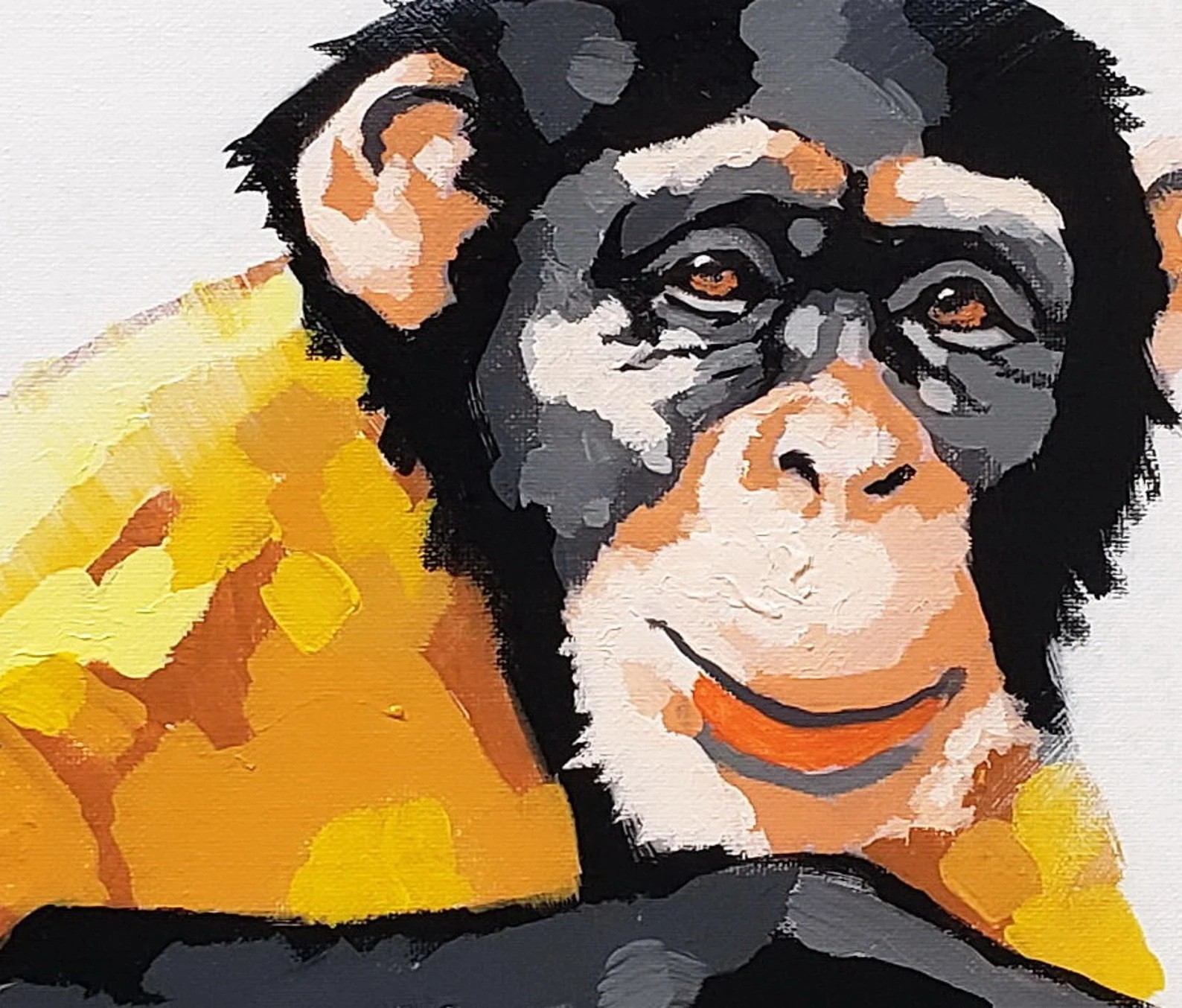Monkey with Laptop #2, 20×24, Hand painted on Giclee Canvas,