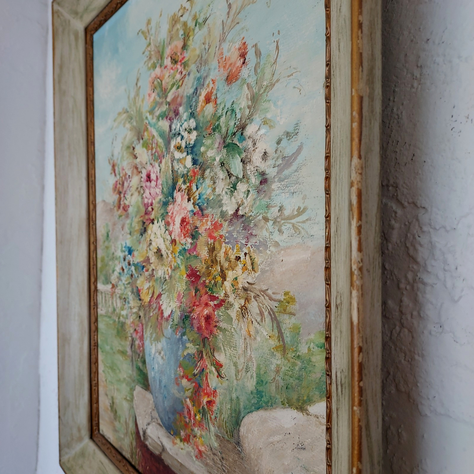 Gorgeous Rare Original Victorian Flowers Oil Painting Signed Harrison