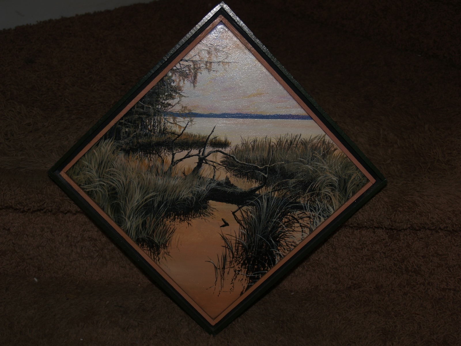 Acrylic on canvas original painting-12″ X 12″ Landscape Don Miller-Diamond shape