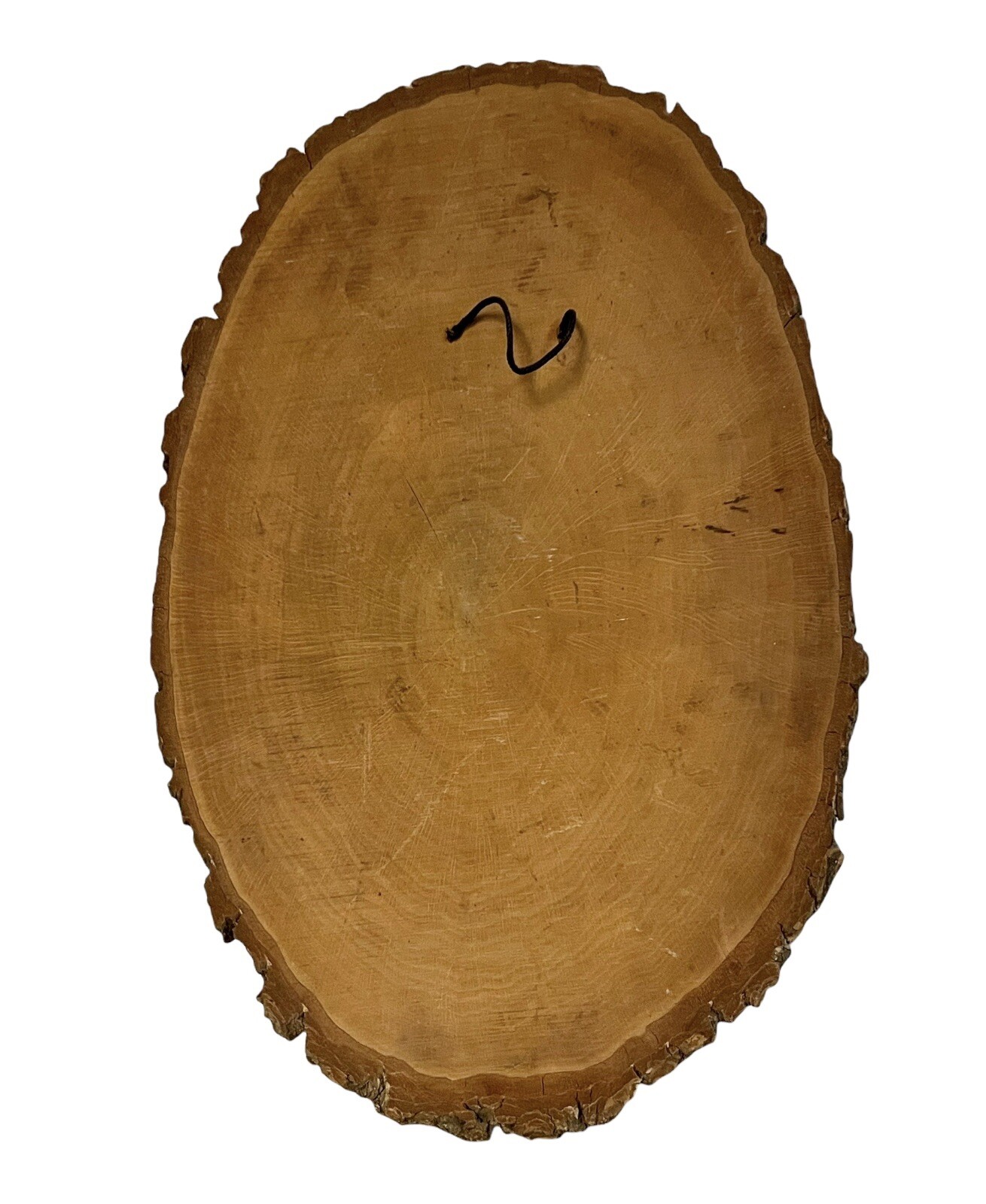 1970s Signed Portrait Burn Etching PAINTING On Live Edge Tree Wood Slab 27 X 17”