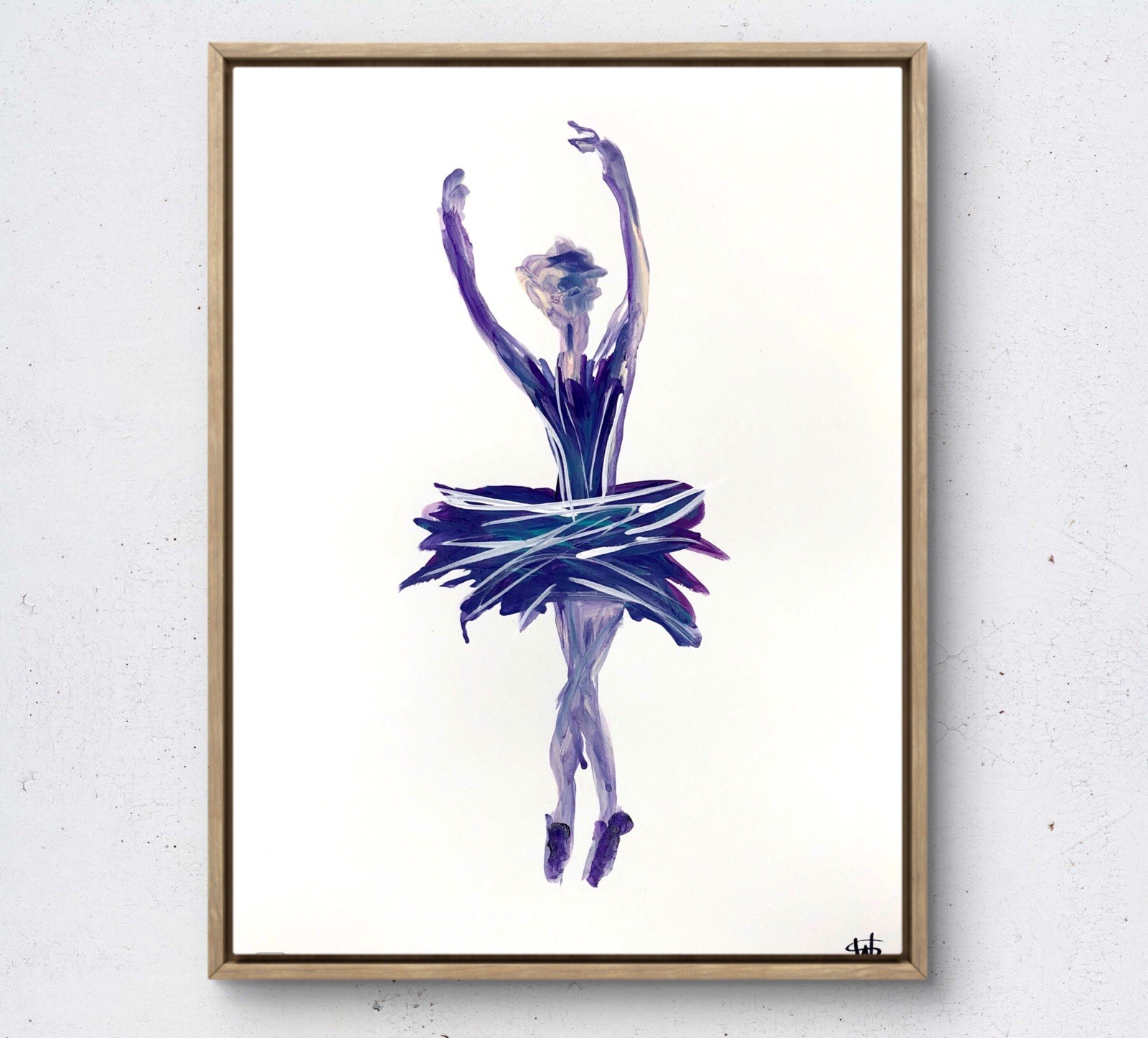 Figurative ballerina dancer modern wall art painting 14X11 Gallery Paper ooak
