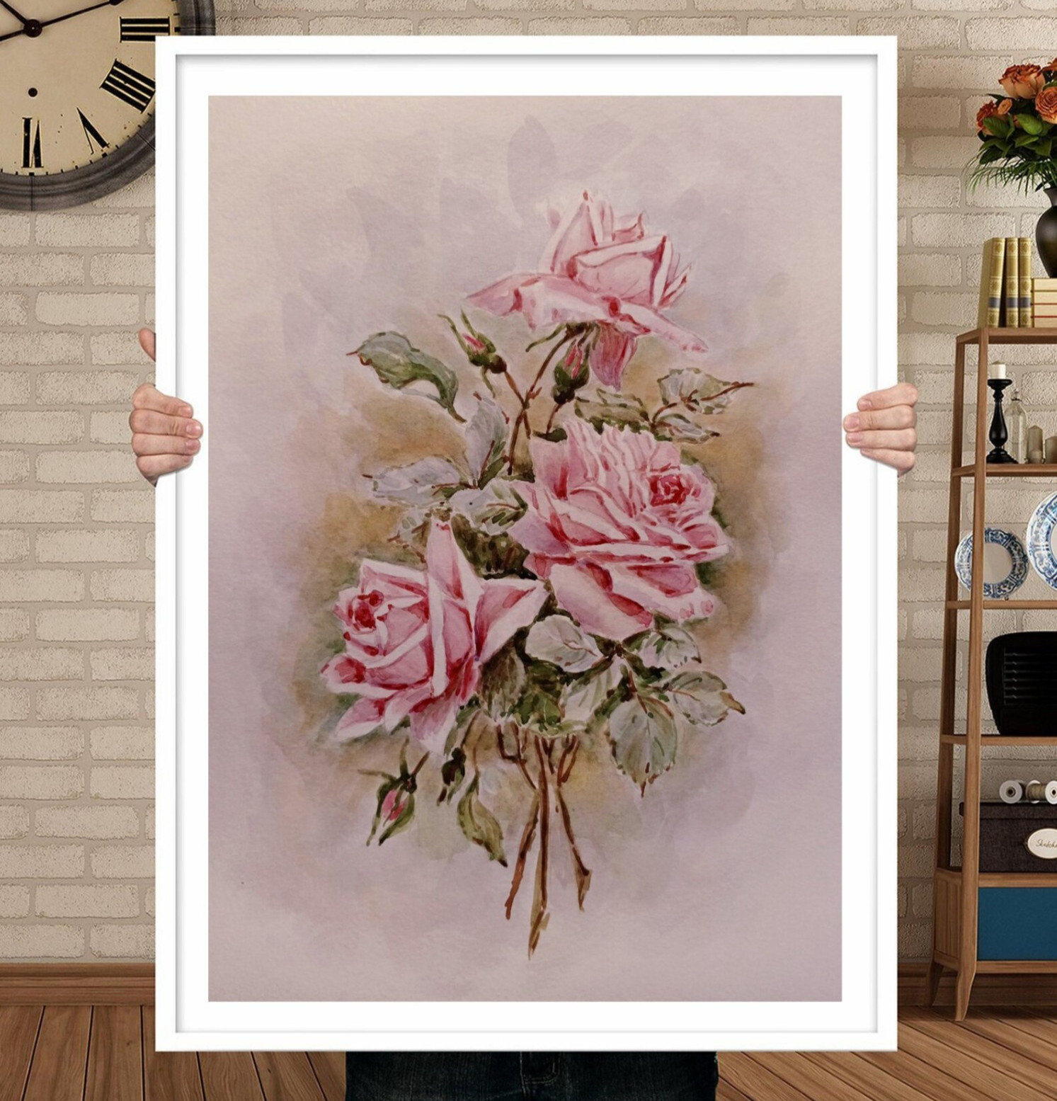 Christie Repasy Style Flowers PINK VINTAGE ROSES Original Art Painting Floral A4