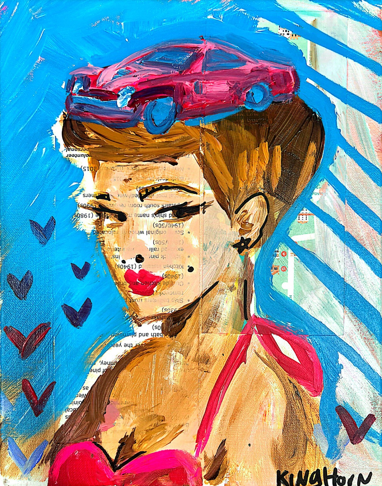 Rare Audrey Hepburn Original Painting on Canvas 11″ X 14″ by Kinghorn