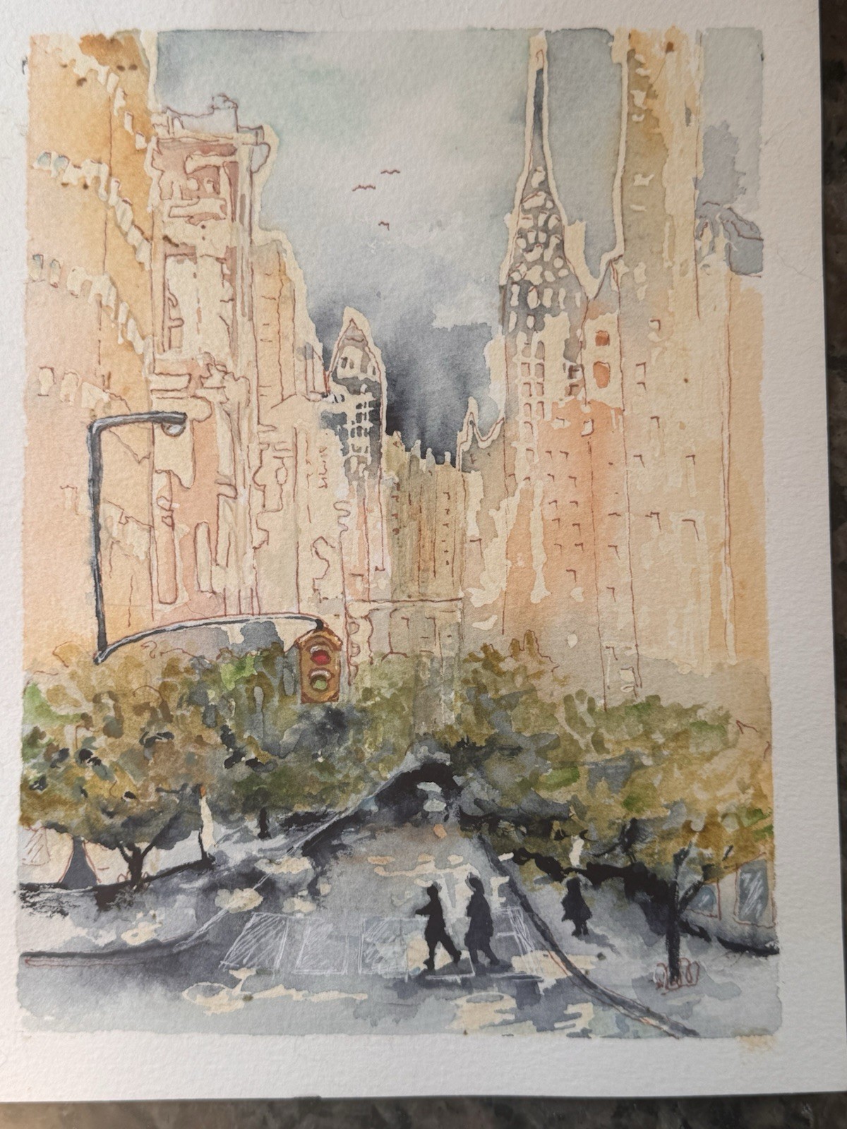 OOAK Origional watercolor painting NEW YORK CITY signed by artist Edith Schmidt