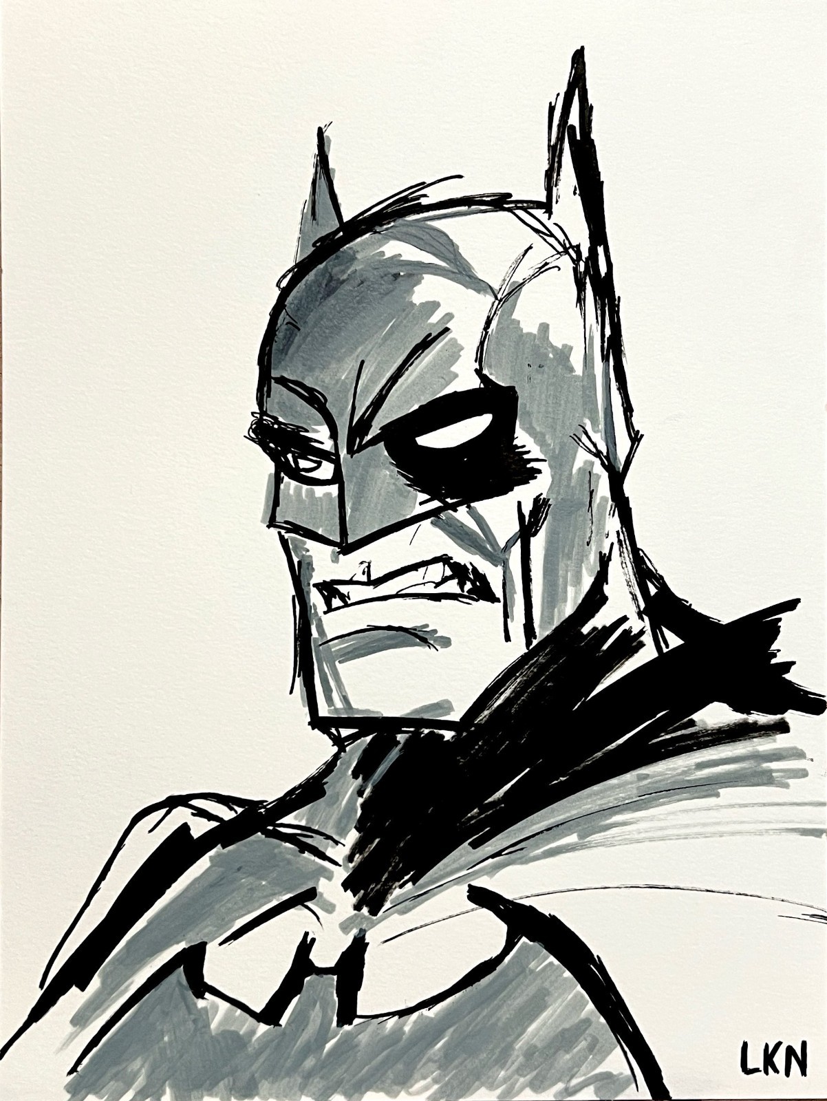 Laeknapes 12×9 Original Abstract Paper Decor Painting Artwork Gritty Batman Art