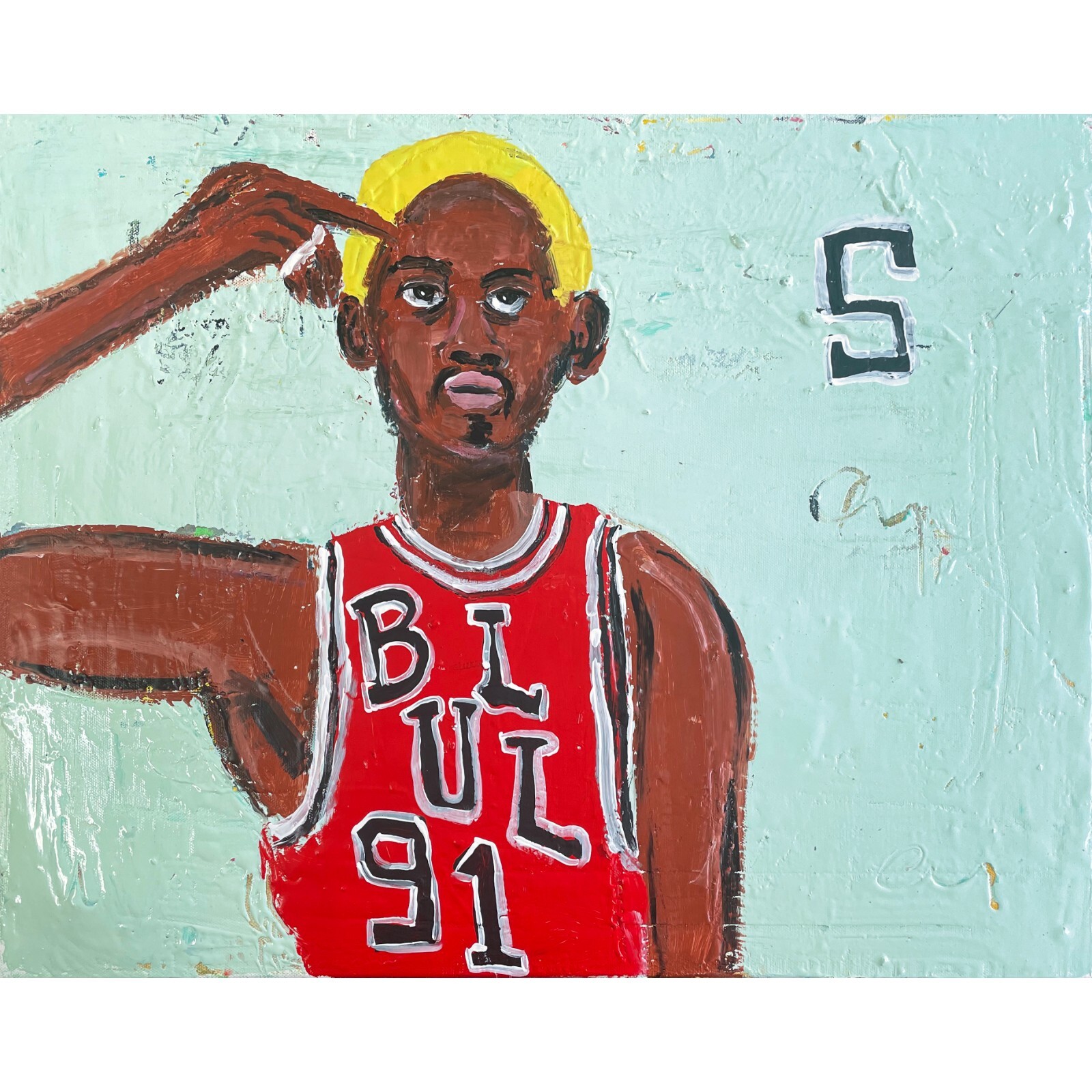 Dennis Rodman Original Acrylic on Canvas 18×24 by Sergio Santos @ElSantosWorld