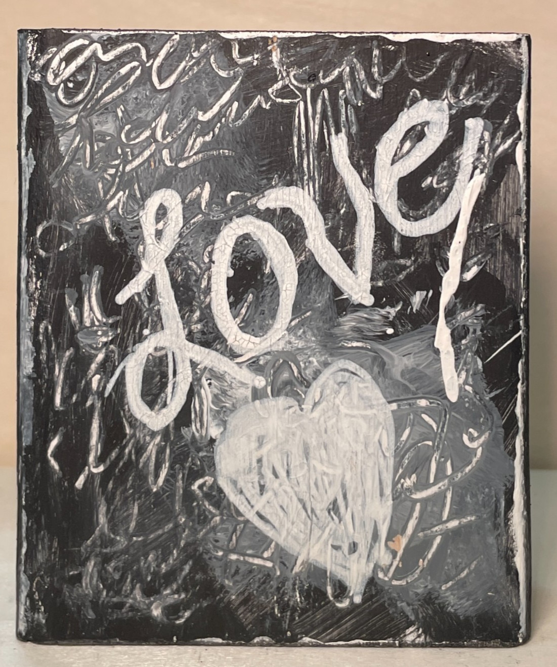 Mary Myers Original Art Block Love Heart Street art – Textured Reclaimed Wood