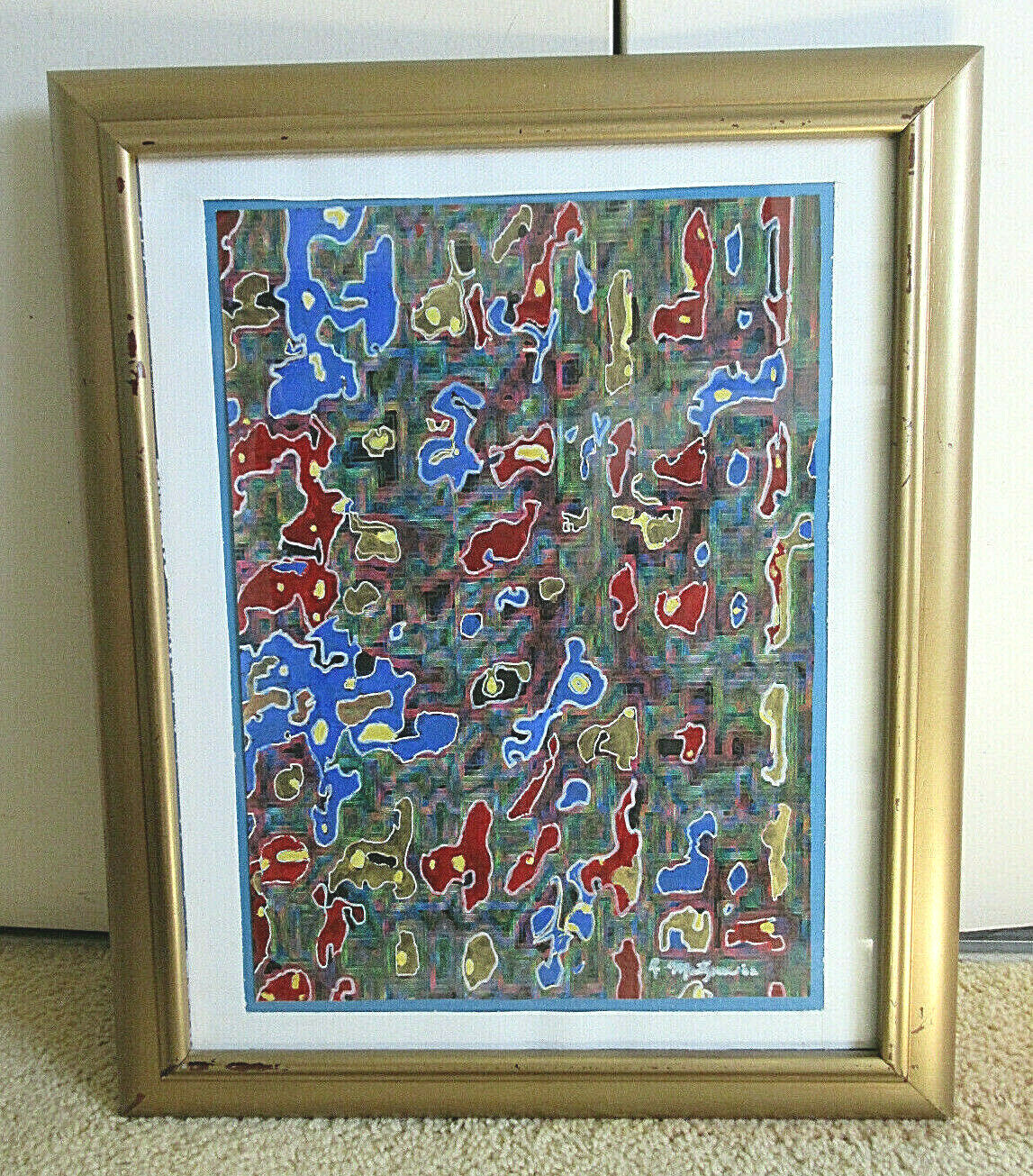 ROBERT G METZNER SCULPTOR ARTIST SIGNED 02 ABSTRACT MODERN ART OIL COLOR PENCIL
